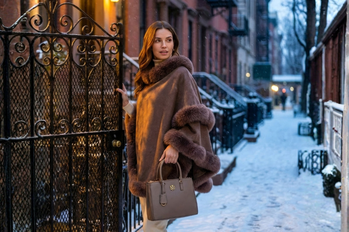 What are the best places to find shearling lamb capes for winter wear