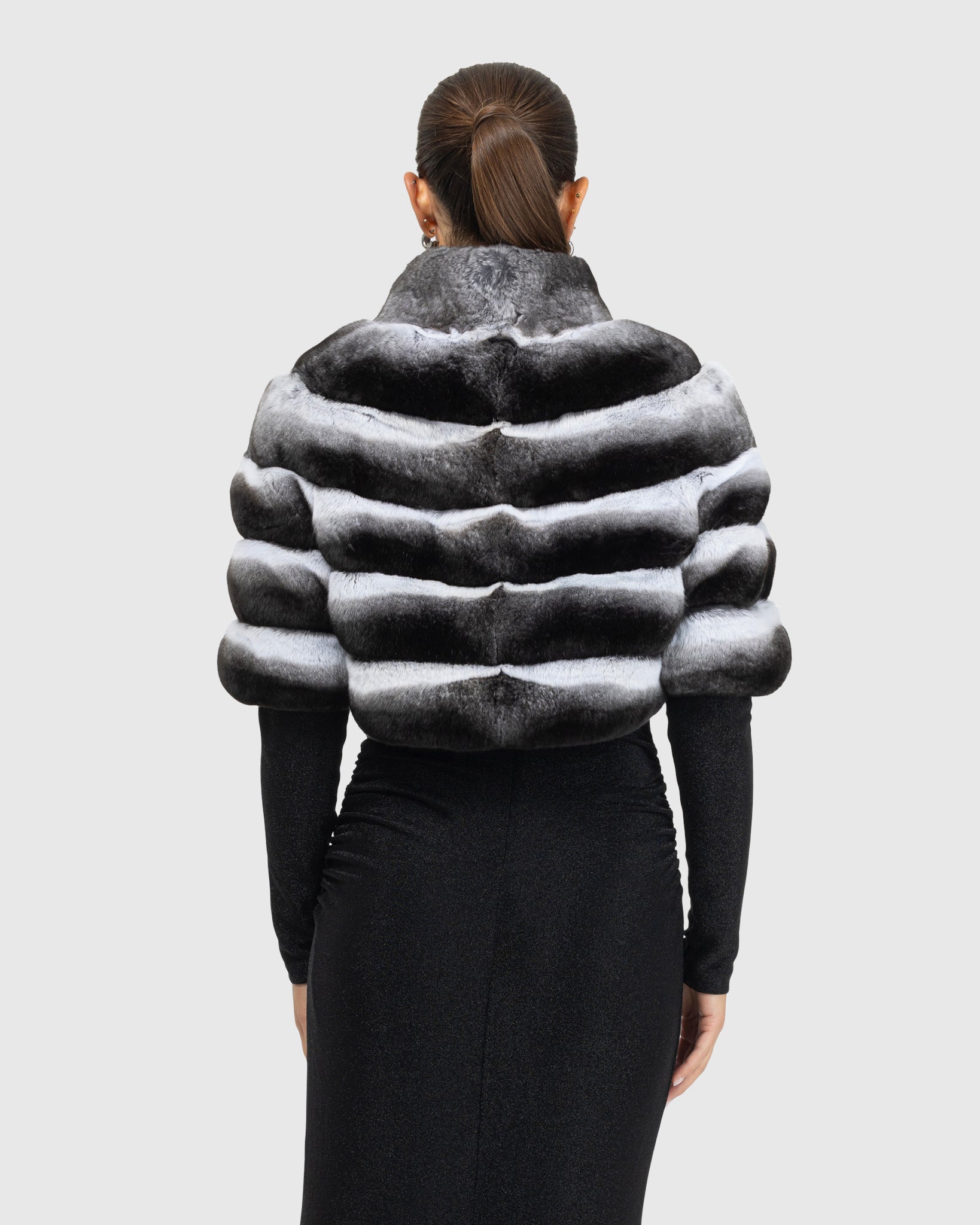 Horizontal Chinchilla Bolero with Cropped Sleeves