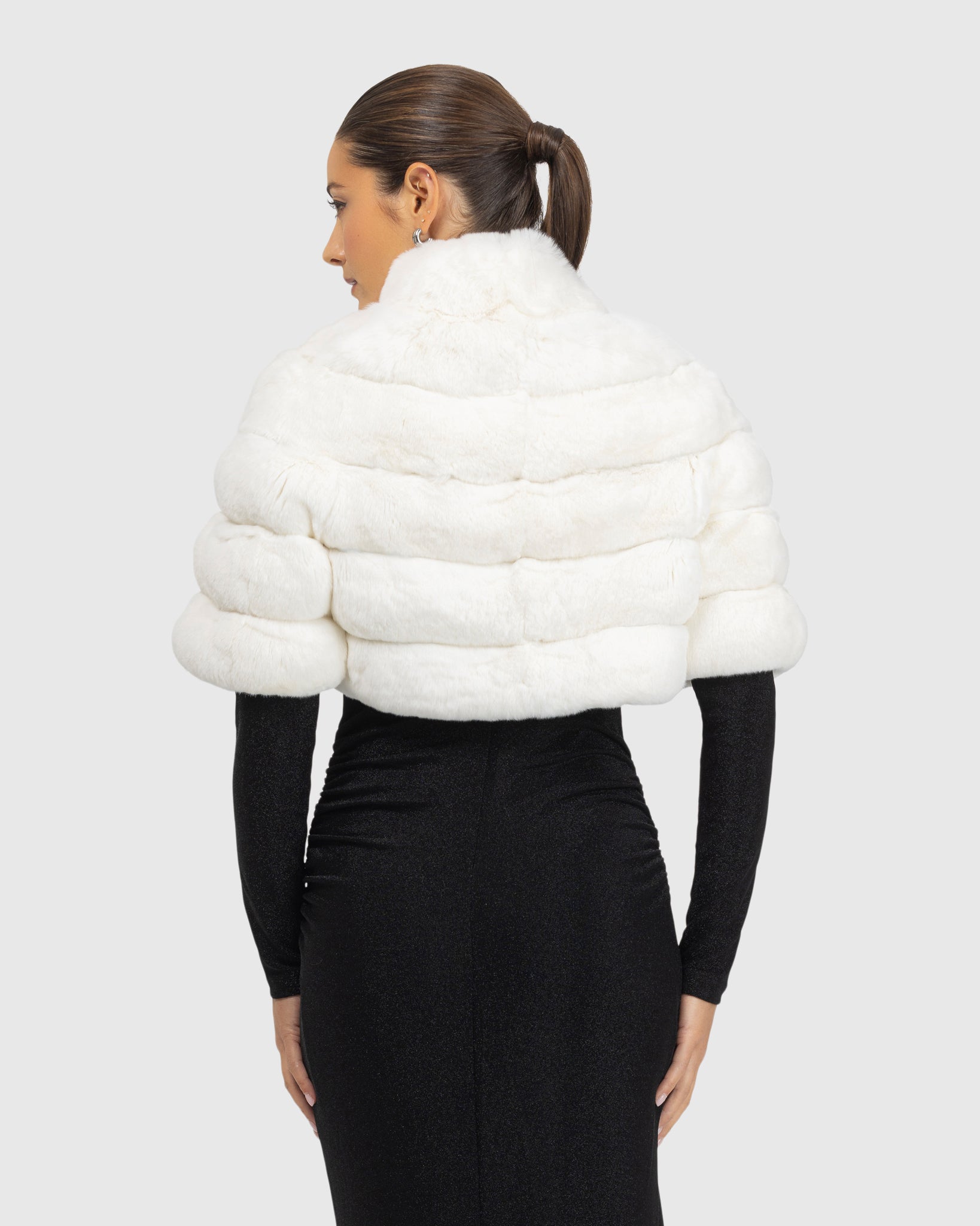 Horizontal Chinchilla Bolero with Cropped Sleeves