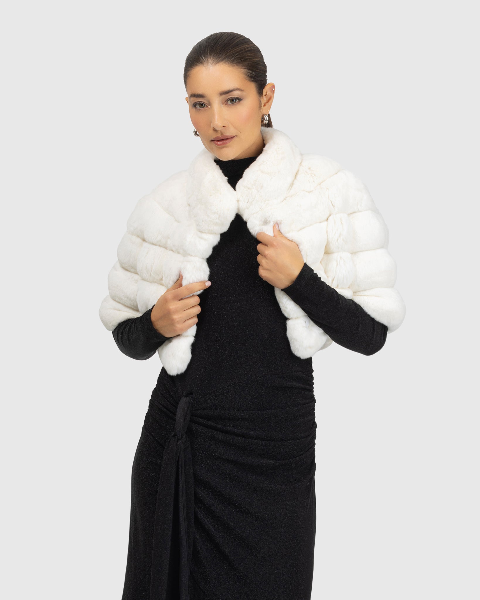 Horizontal Chinchilla Bolero with Cropped Sleeves