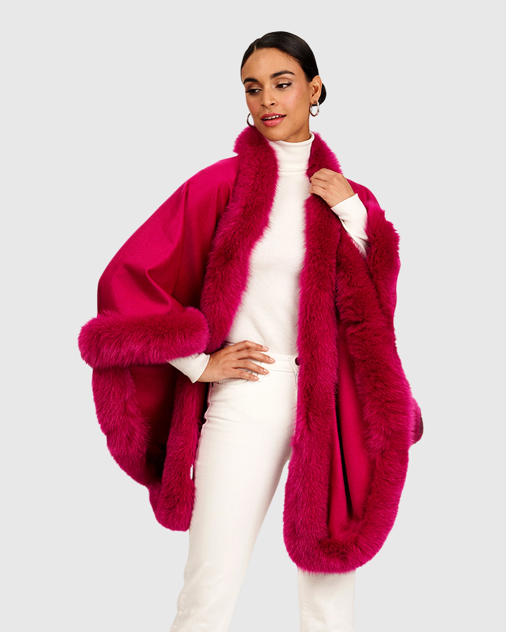 Cashmere Capelet with Fox Trim