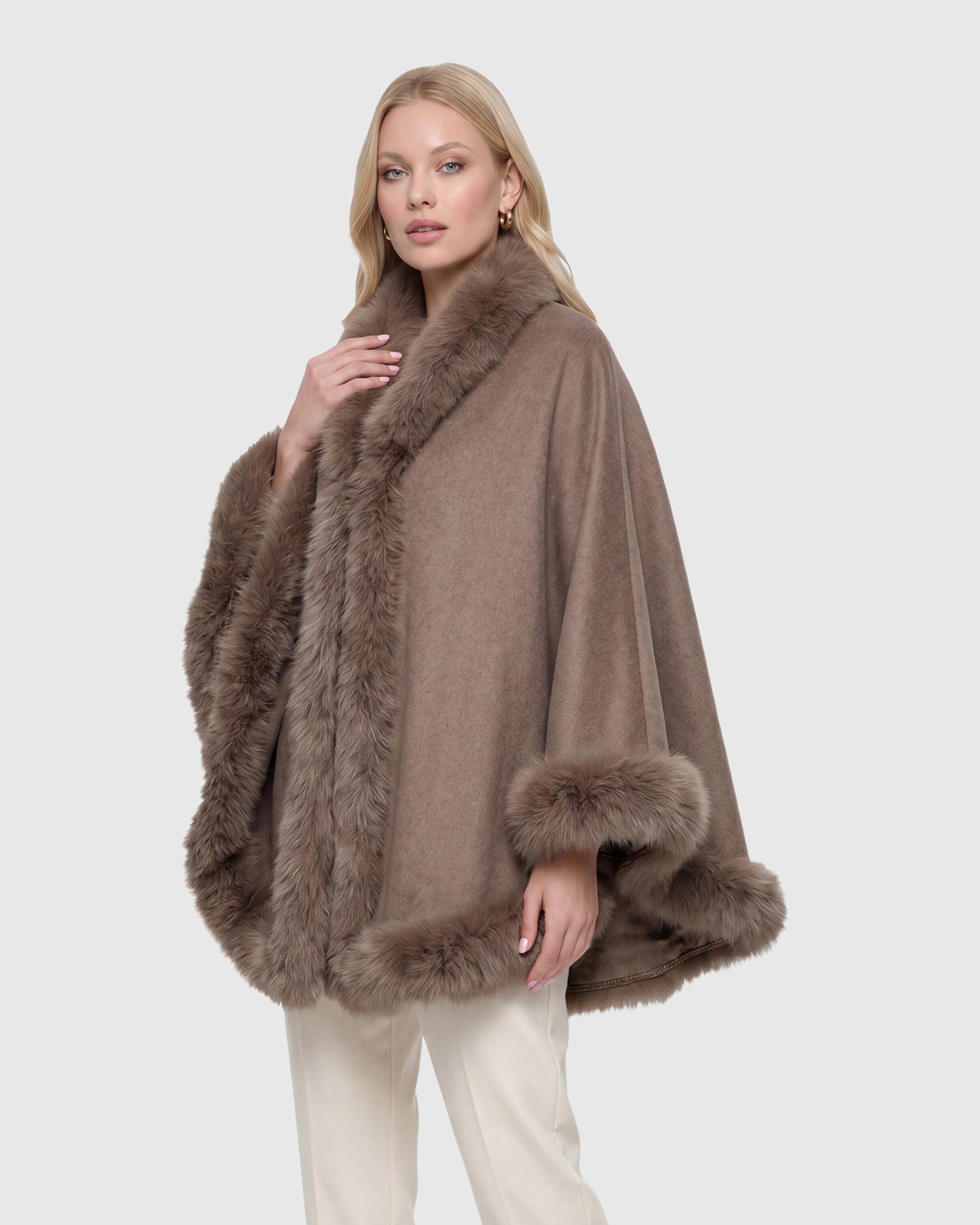 Select Cashmere Cape with Toscana Shearling Lamb Trim