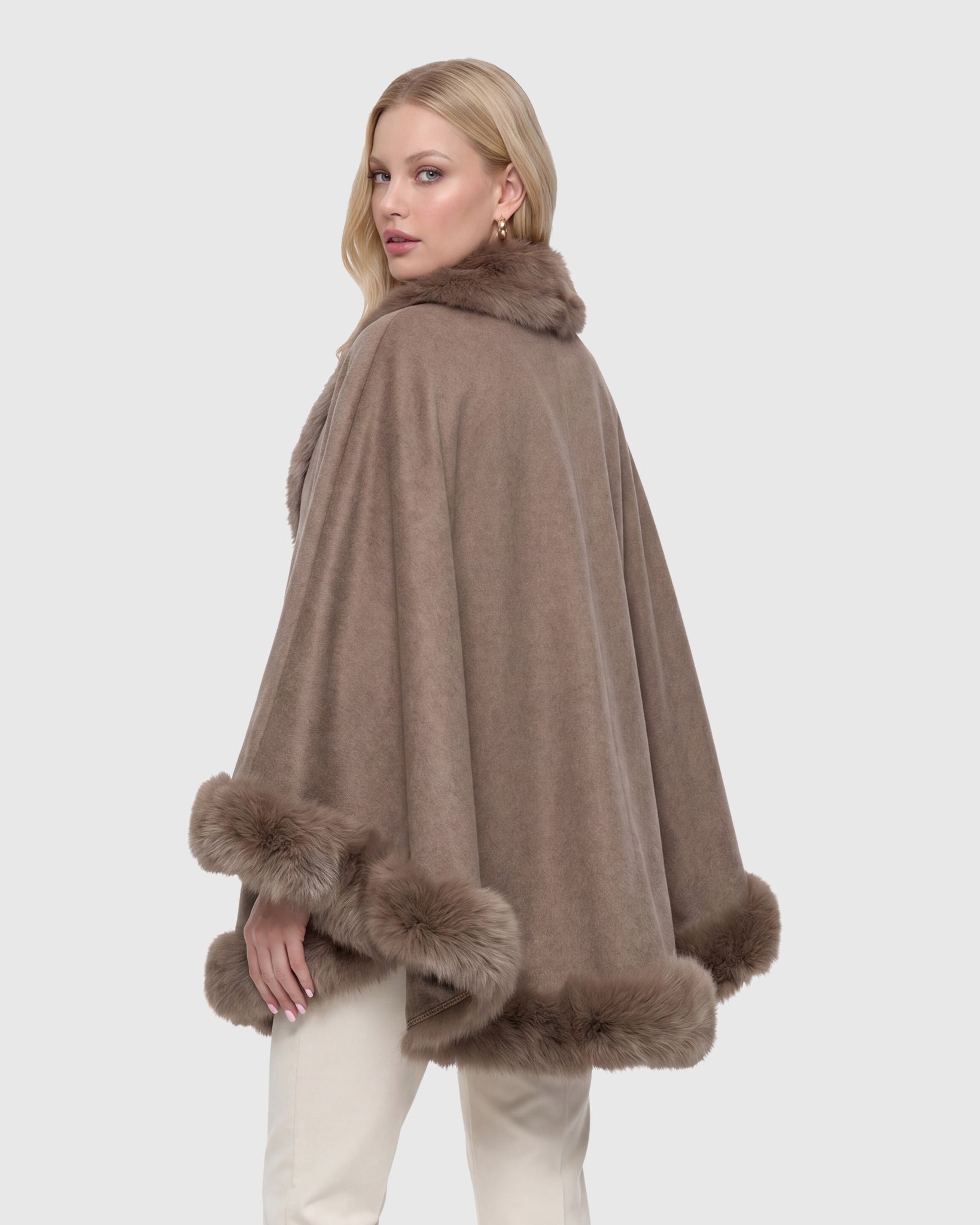 Select Cashmere Cape with Toscana Shearling Lamb Trim