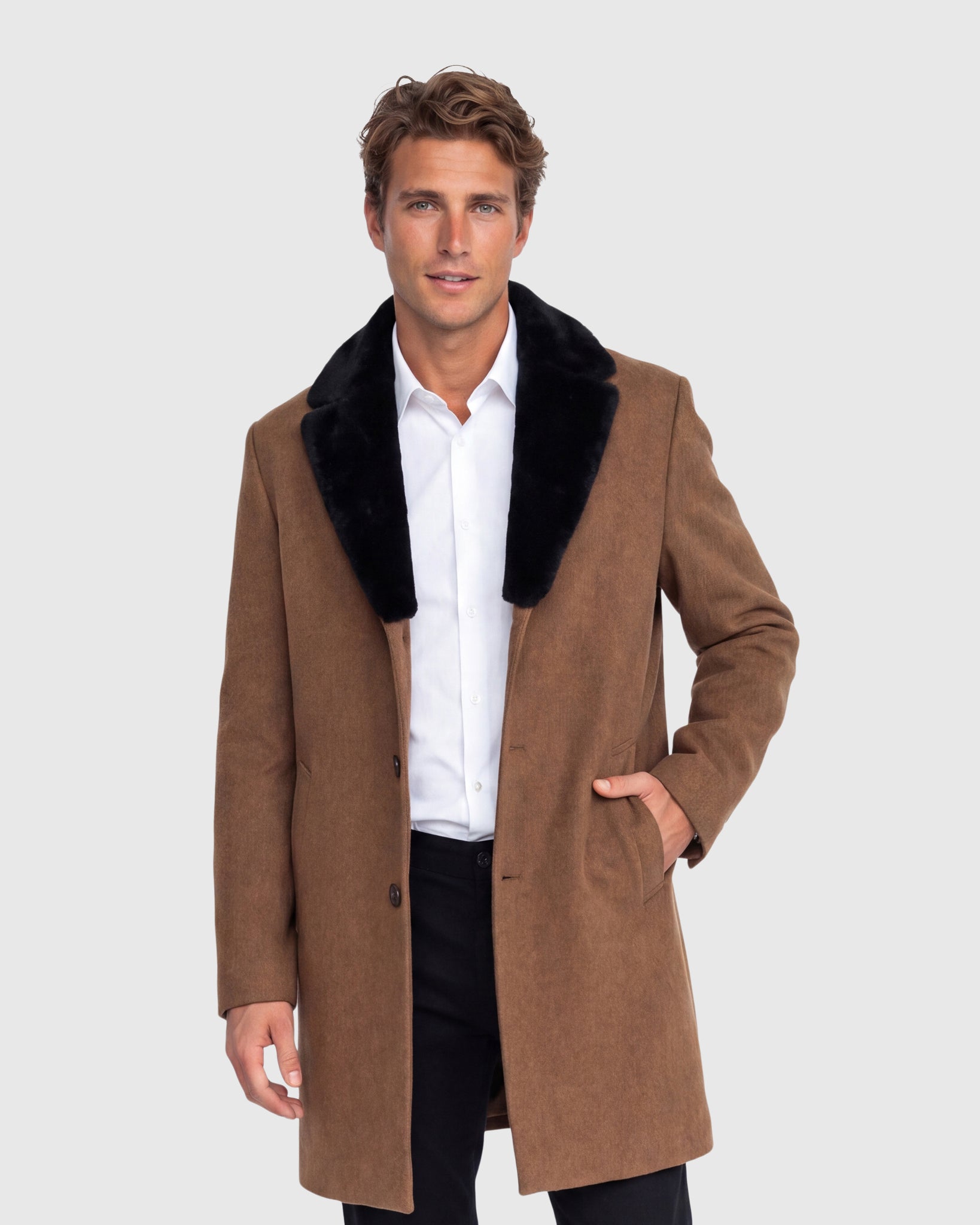 MEN'S WOOL & CASHMERE CRAFTED FROM LORO PIANA WITH SHEARLING LAMB COLL