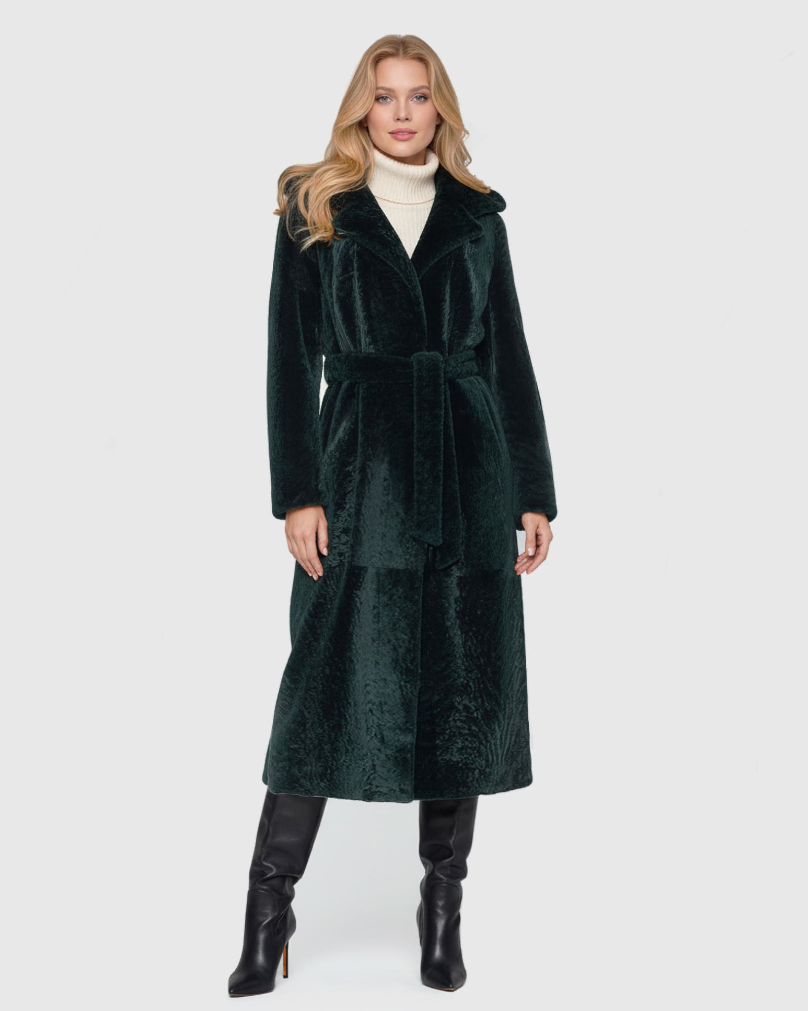 Select Shearling Lamb Coat with Hood