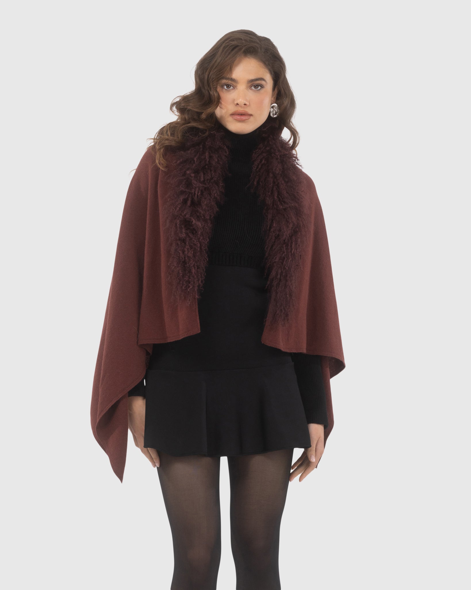 MONGOLIAN STOLE MIDNIGHT PEARL