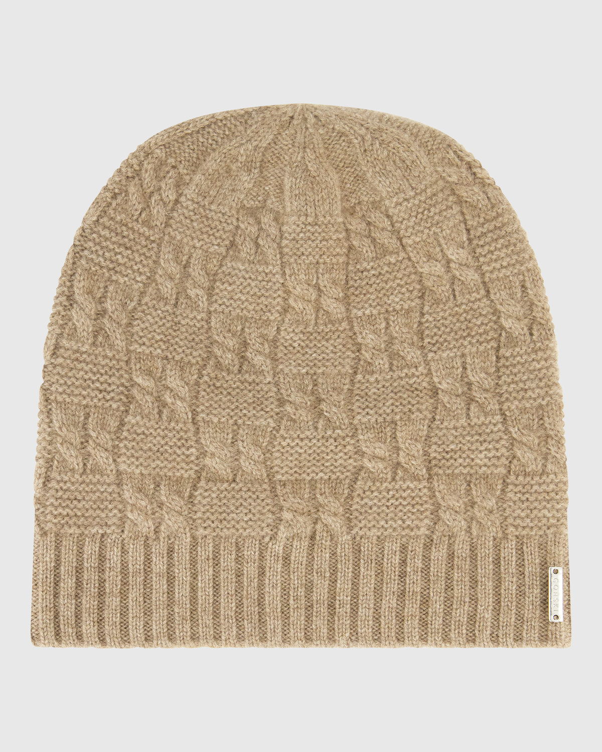 Cashmere Cable Knit Beanie Cable-knit beanie hat in Cashmere Mix bay leaf | Eric Bompard main image 3