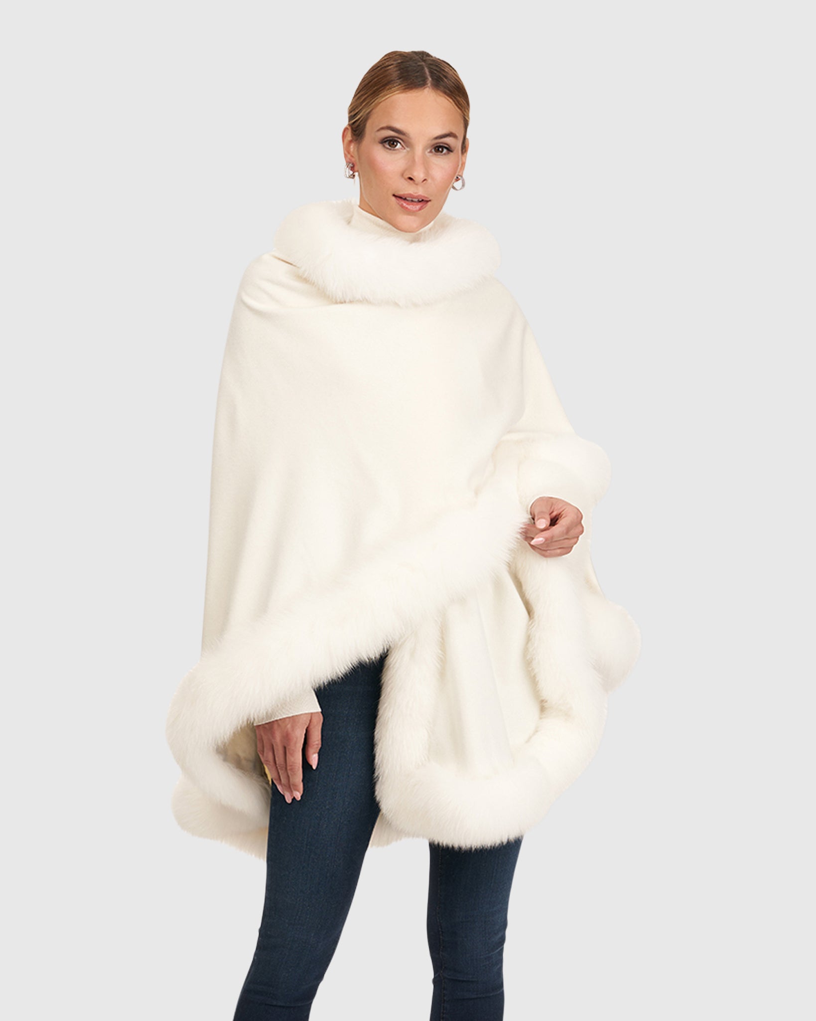 Cashmere Cape with Shadow Fox Trim