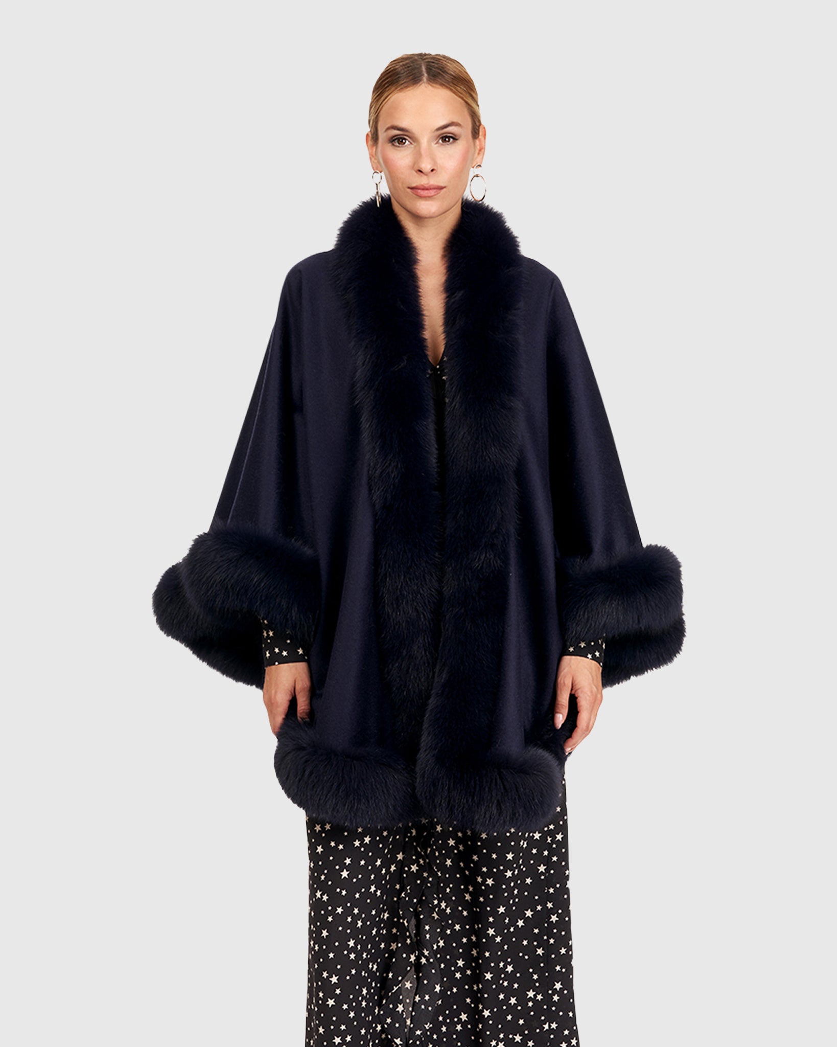 Cashmere Cape with Fox Trim