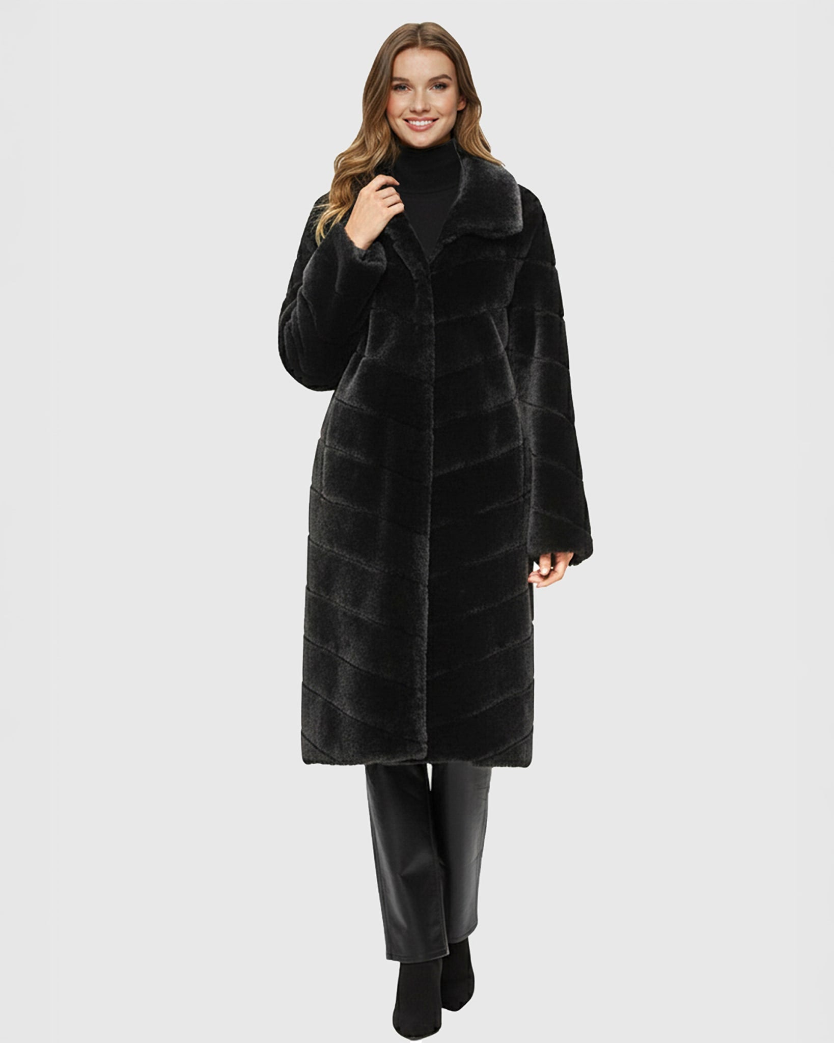 Reversible Merino Shearling Lamb Chevron Short Coat