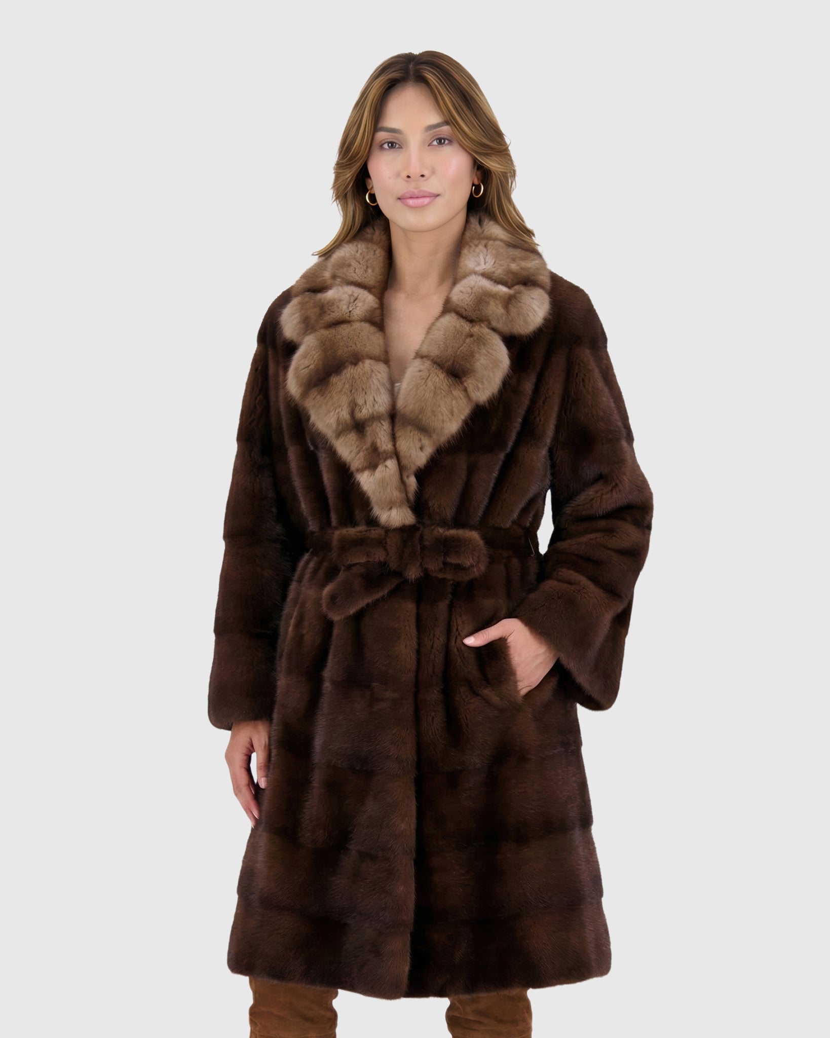 Mink Jacket with Sable Collar, Mink Belt