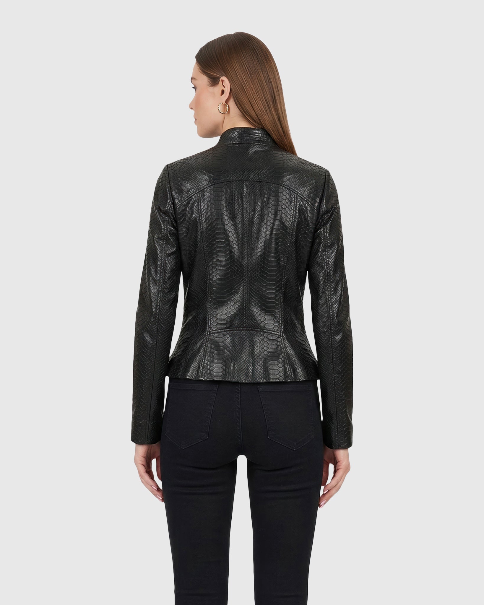 PYTHON LEATHER ZIP JACKET