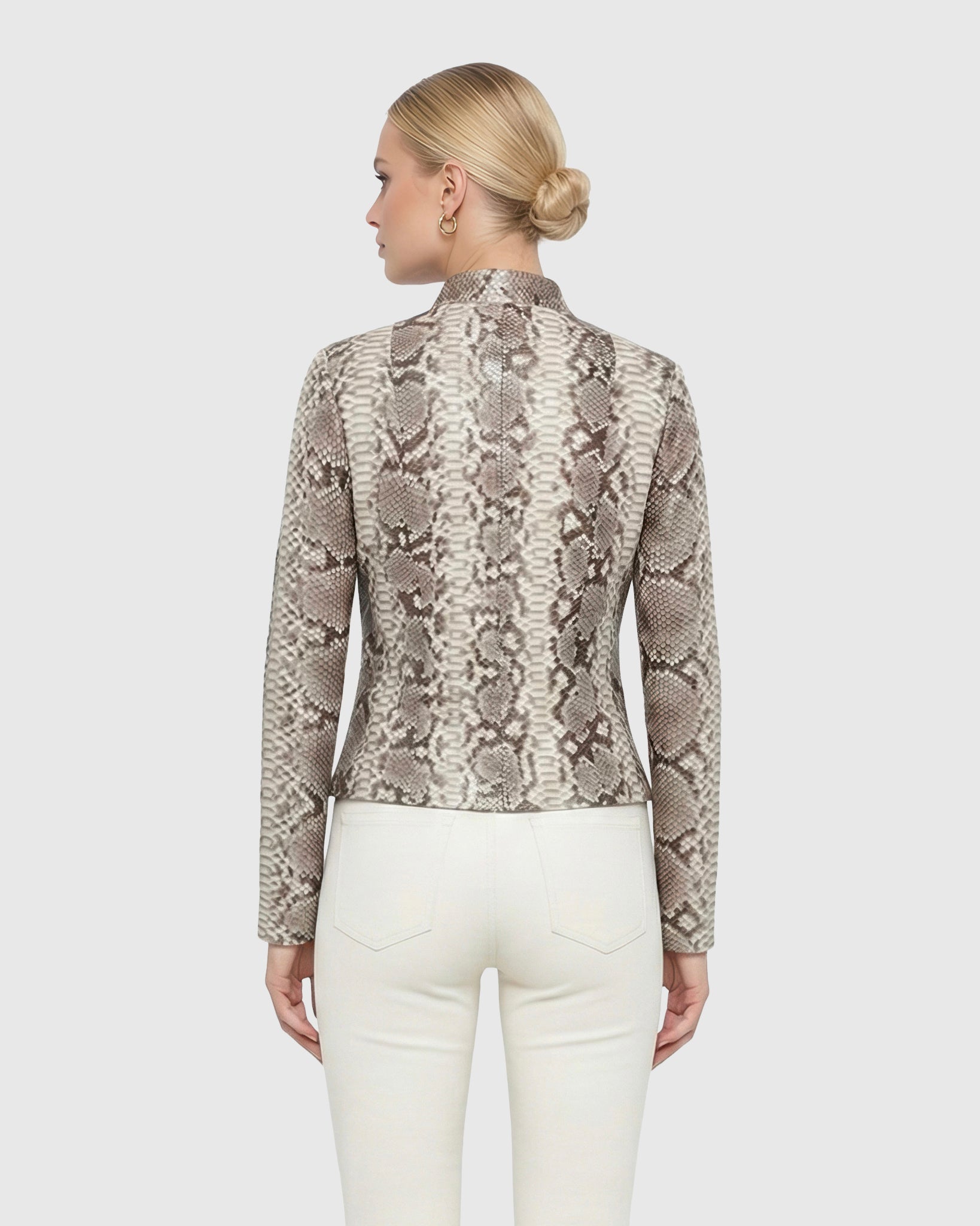 PYTHON LEATHER ZIP JACKET