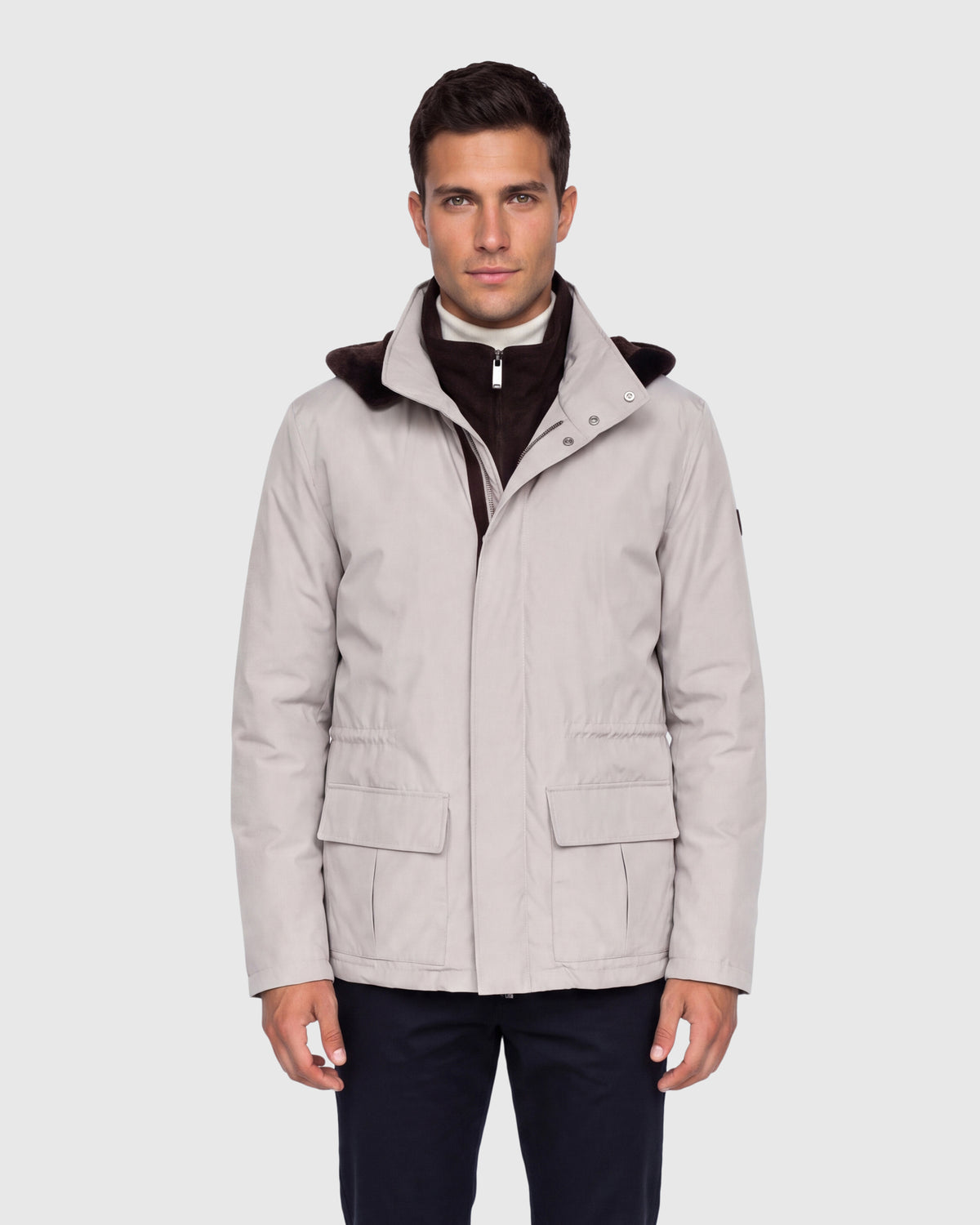 MEN'S WATER REPELLENT PARKA WITH SELECT SHEARLING LAMB TRIM