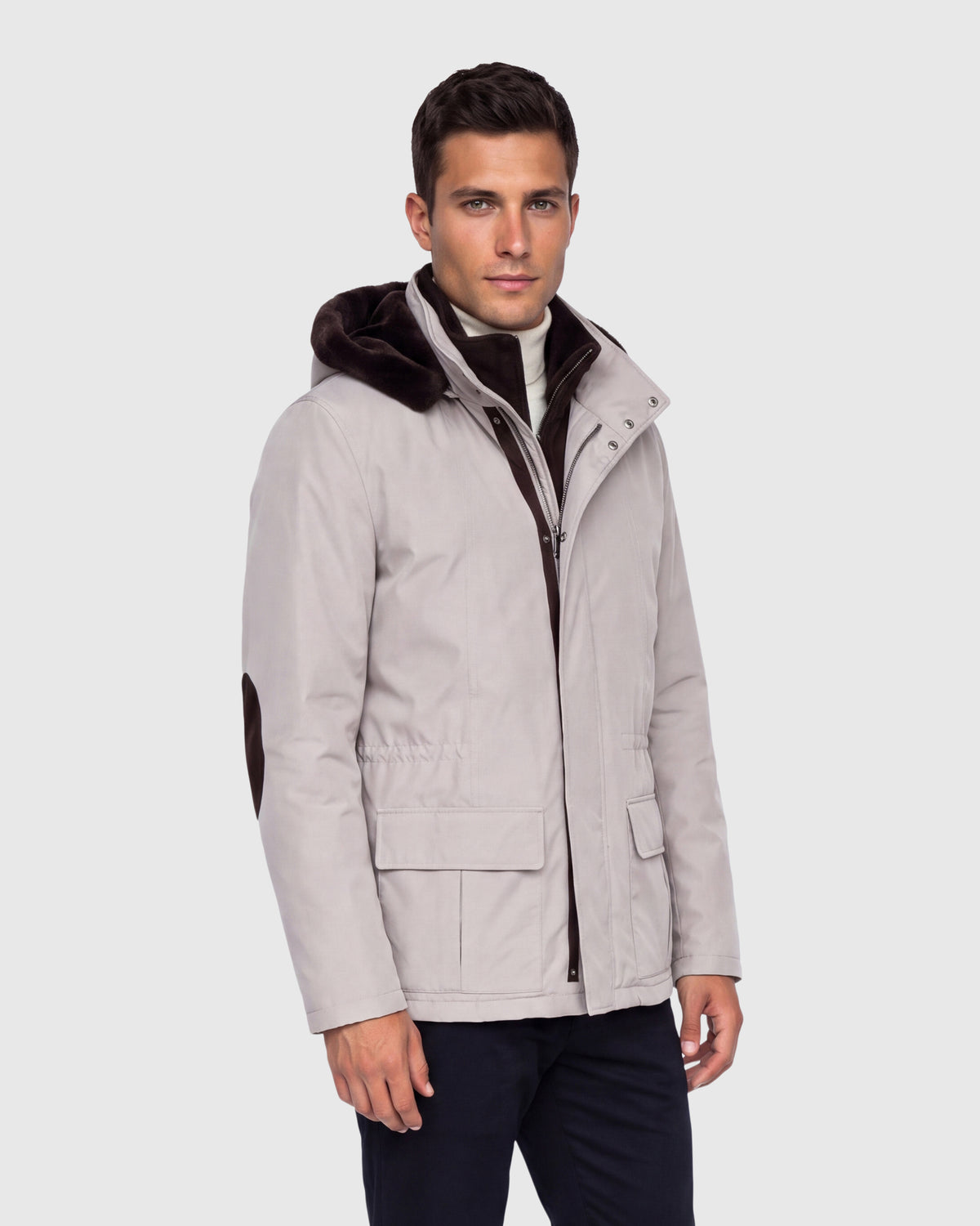 MEN'S WATER REPELLENT PARKA WITH SELECT SHEARLING LAMB TRIM