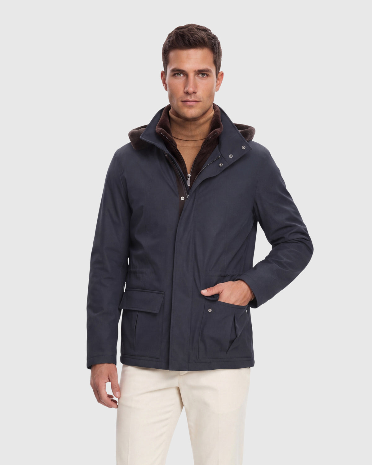 MEN'S WATER REPELLENT PARKA WITH SELECT SHEARLING LAMB TRIM