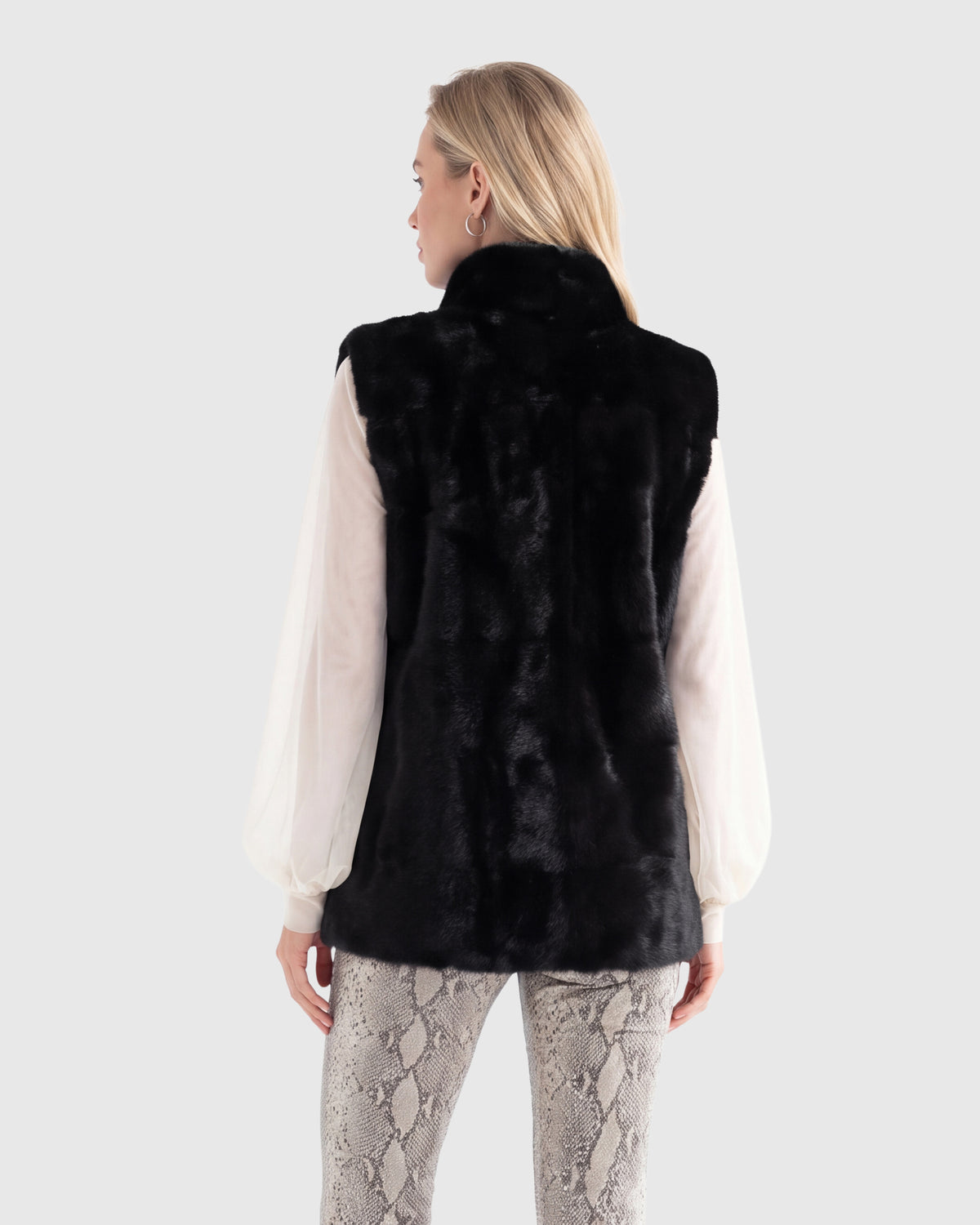 MINK VEST WITH STAND COLLAR