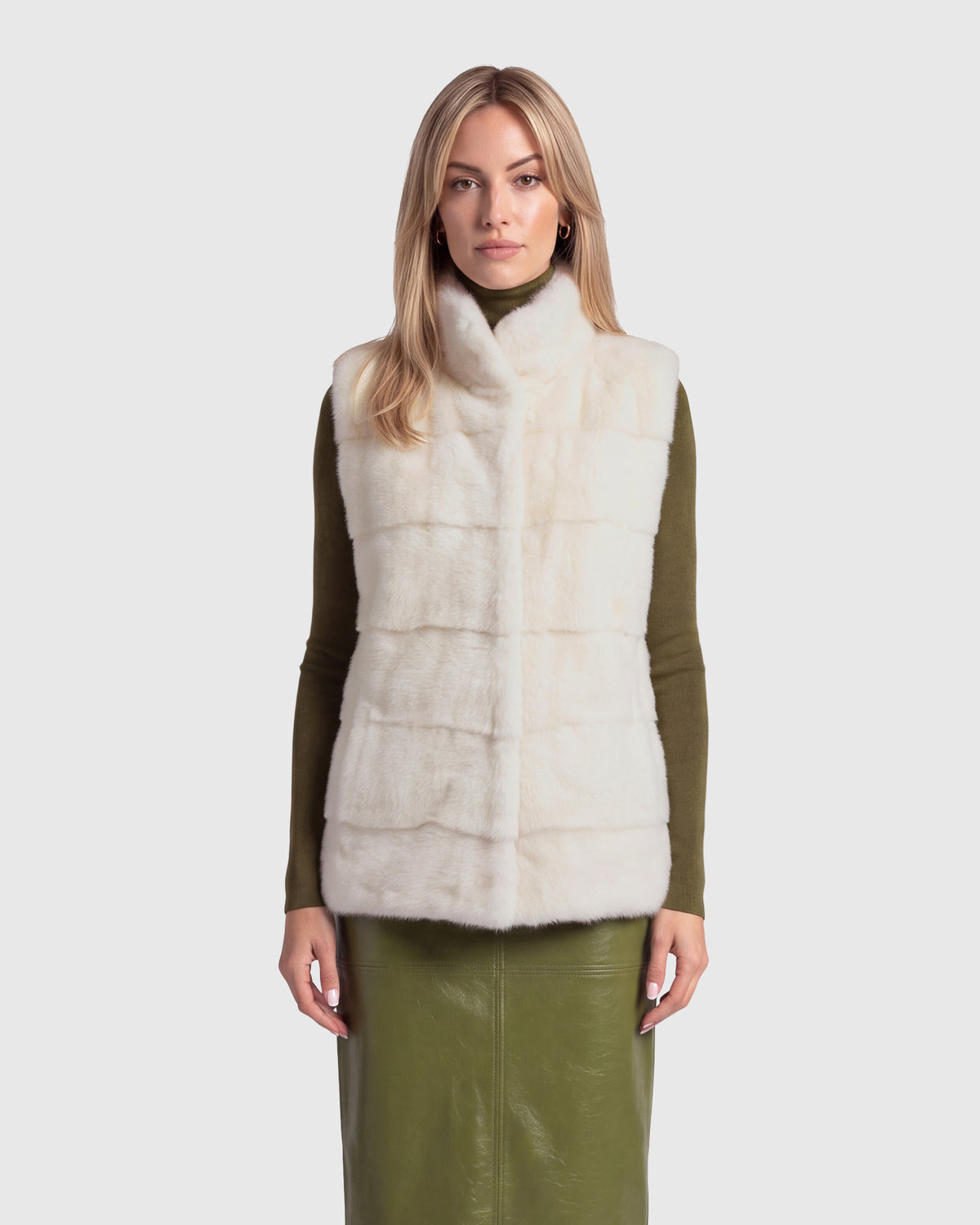 MINK VEST WITH STAND COLLAR