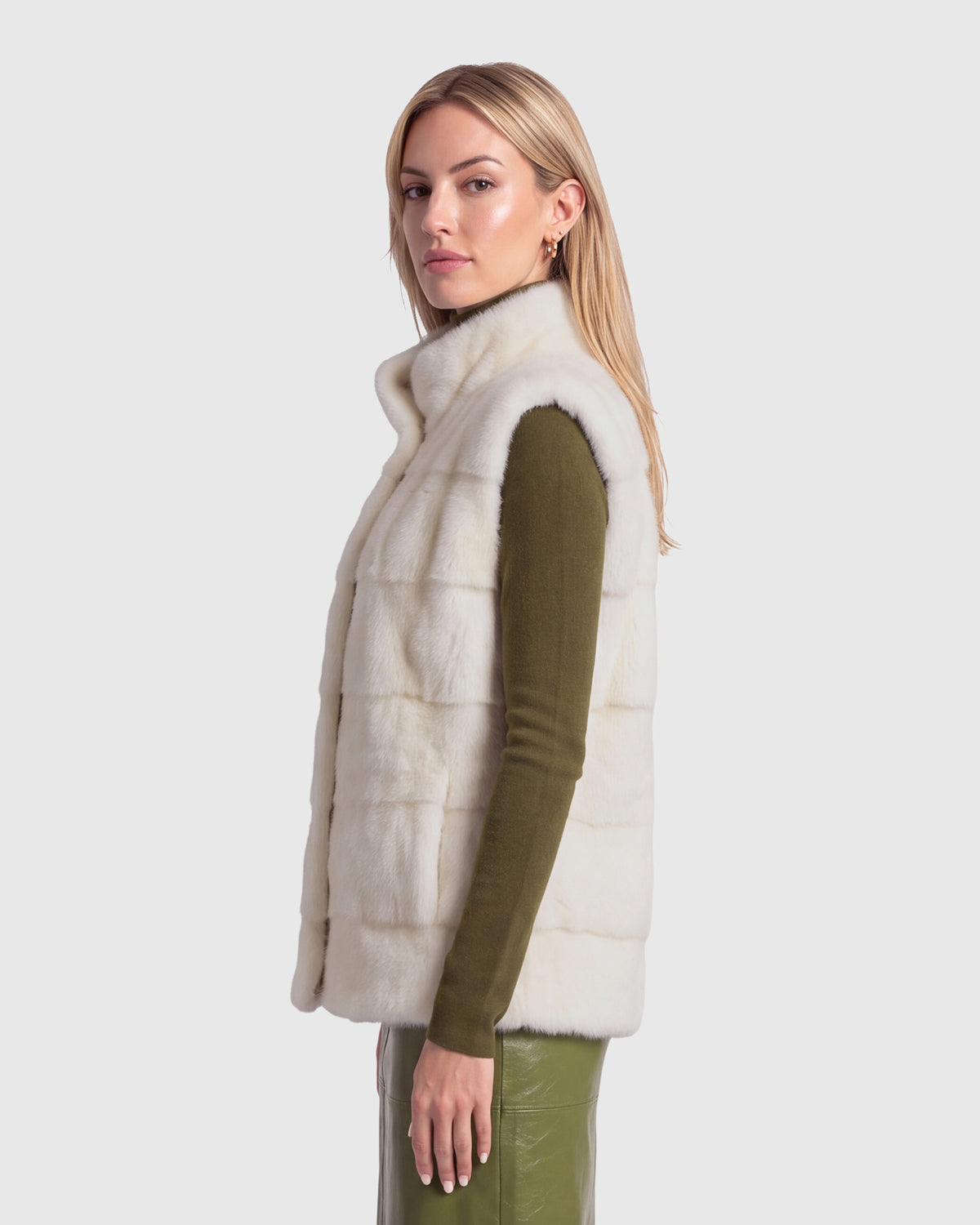 MINK VEST WITH STAND COLLAR