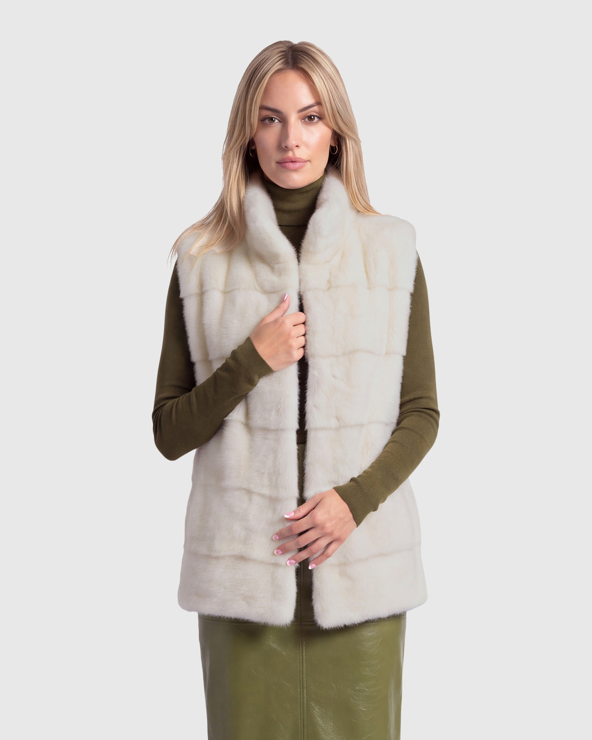 MINK VEST WITH STAND COLLAR