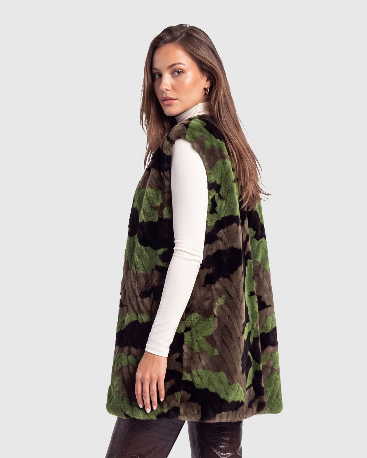 Reversible mink sections vest