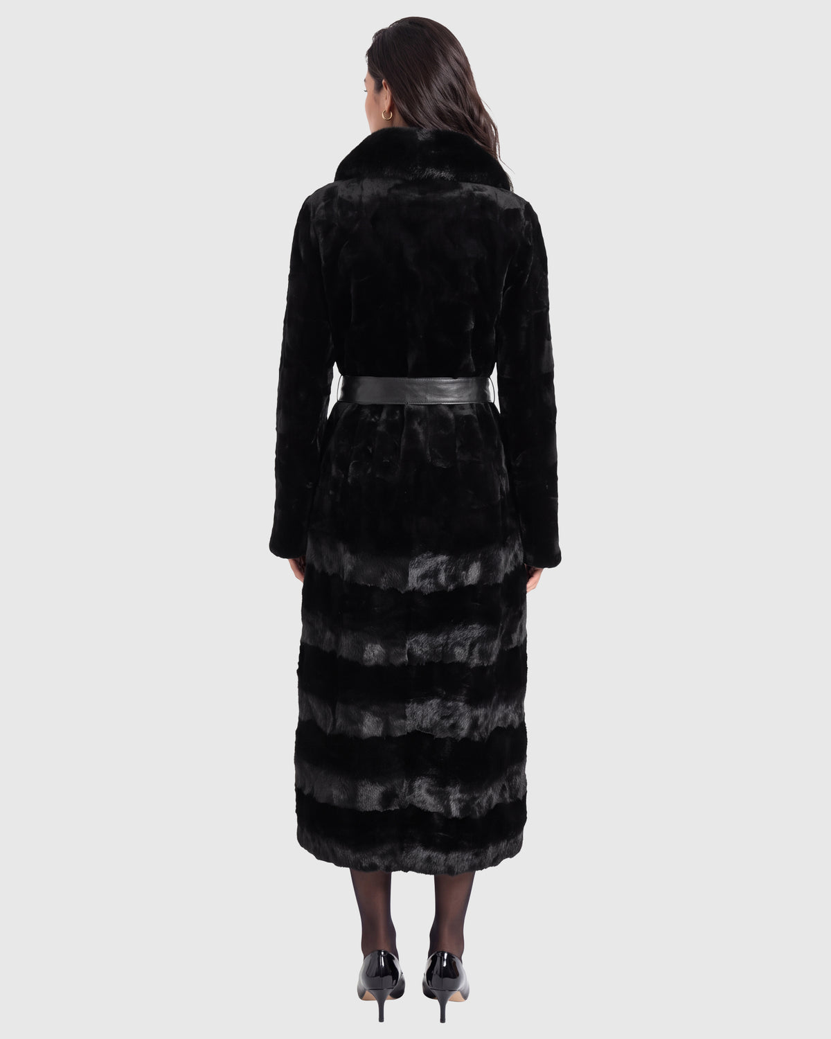 MINK SECTIONS COAT WITH MINK COLLAR