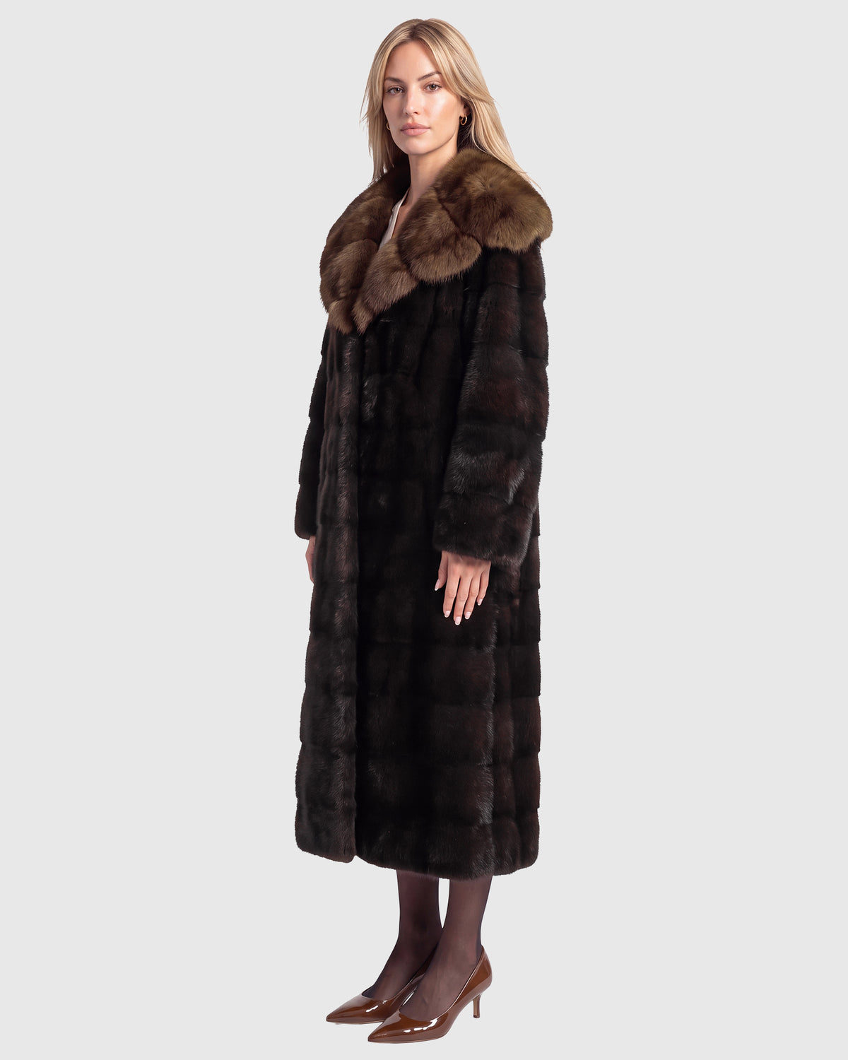 MINK COAT WITH SABLE HOOD TRIM