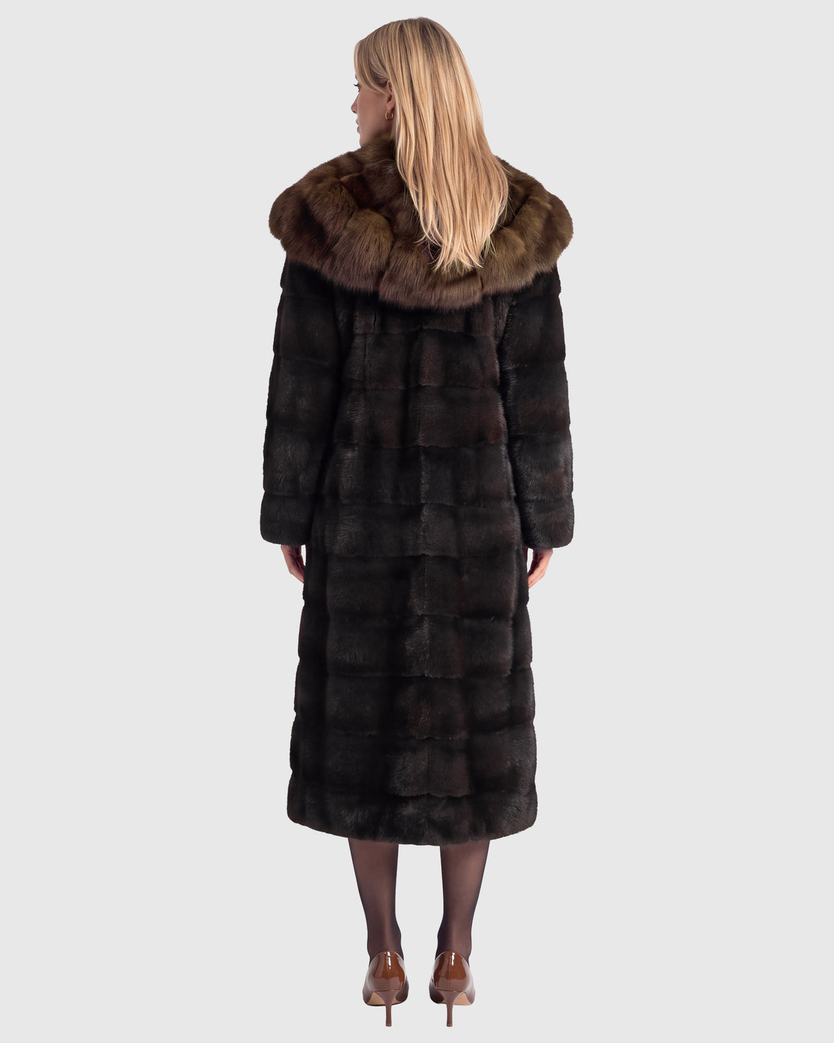 MINK COAT WITH SABLE HOOD TRIM