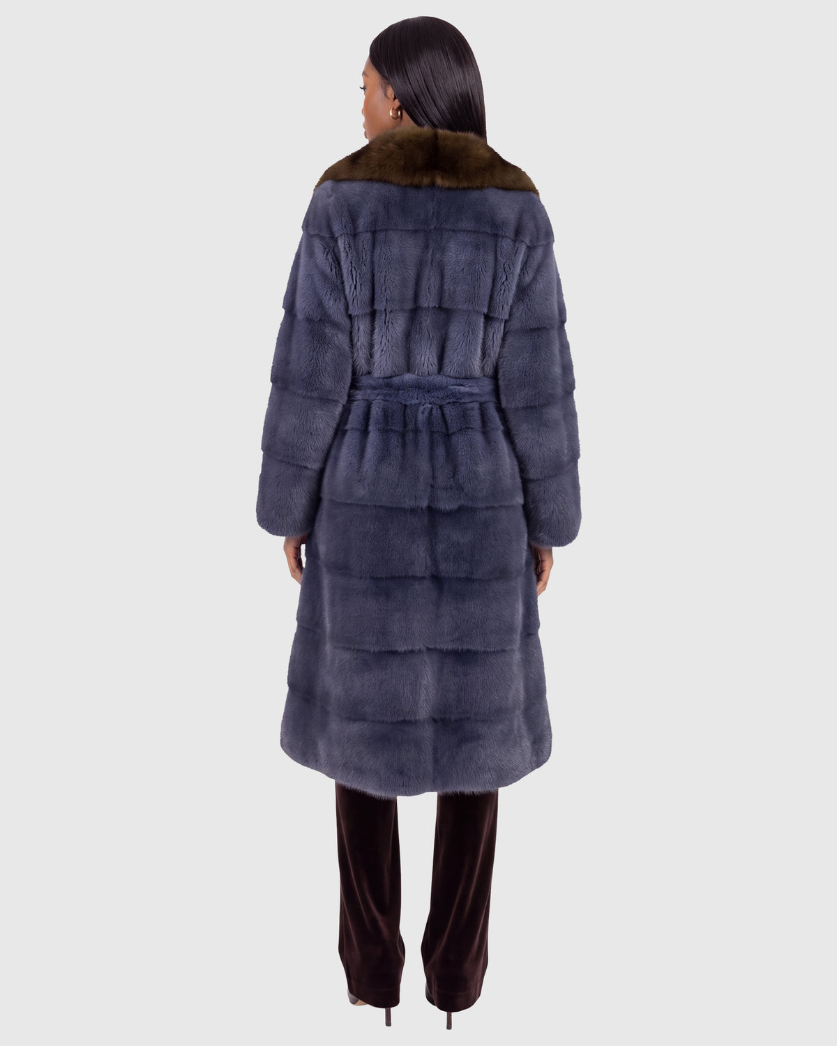 MINK SHORT COAT WITH SABLE COLLAR, MINK BELT