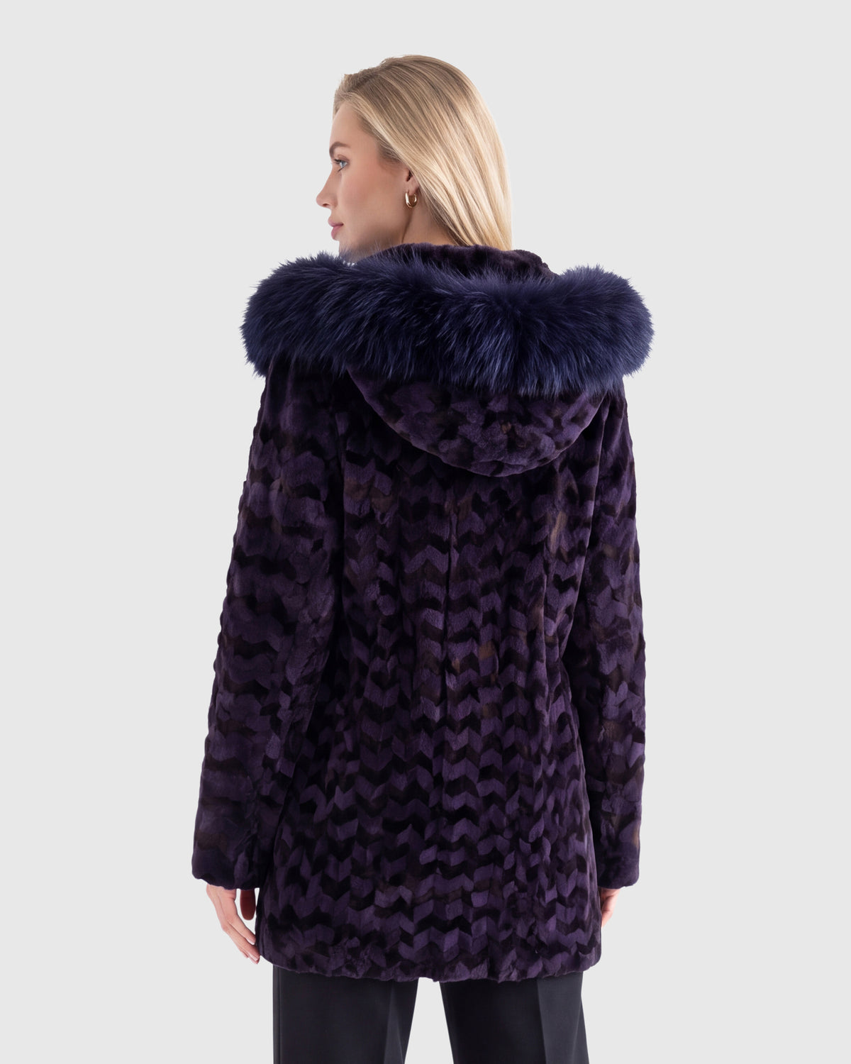 MINK SHEARED SECTIONS JACKET WITH MINK HOOD