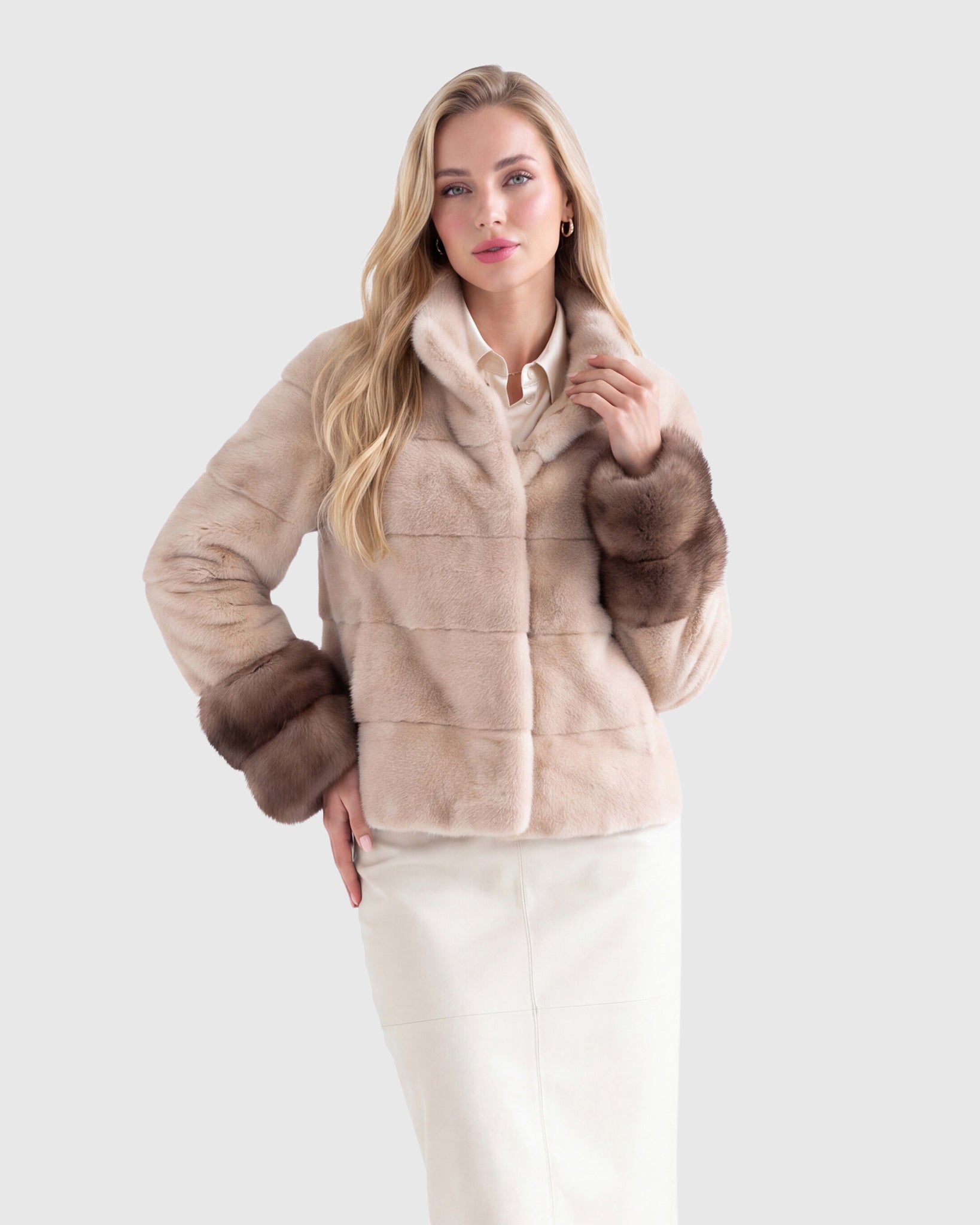 MINK JACKET WITH STONE MARTEN CUFFS