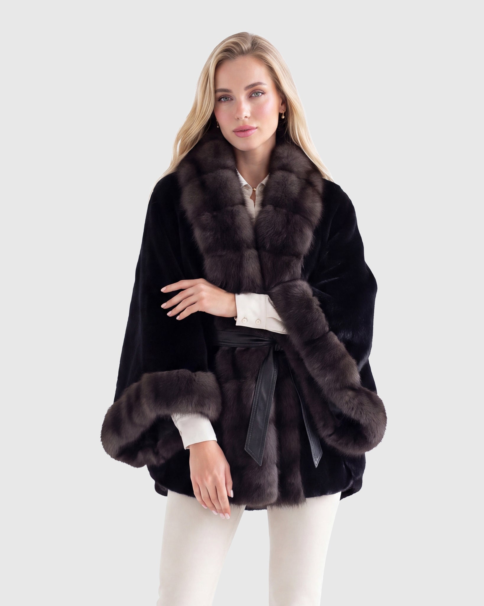 MINK JACKET WITH STONE MARTEN TUXEDO COLLAR & CUFFS