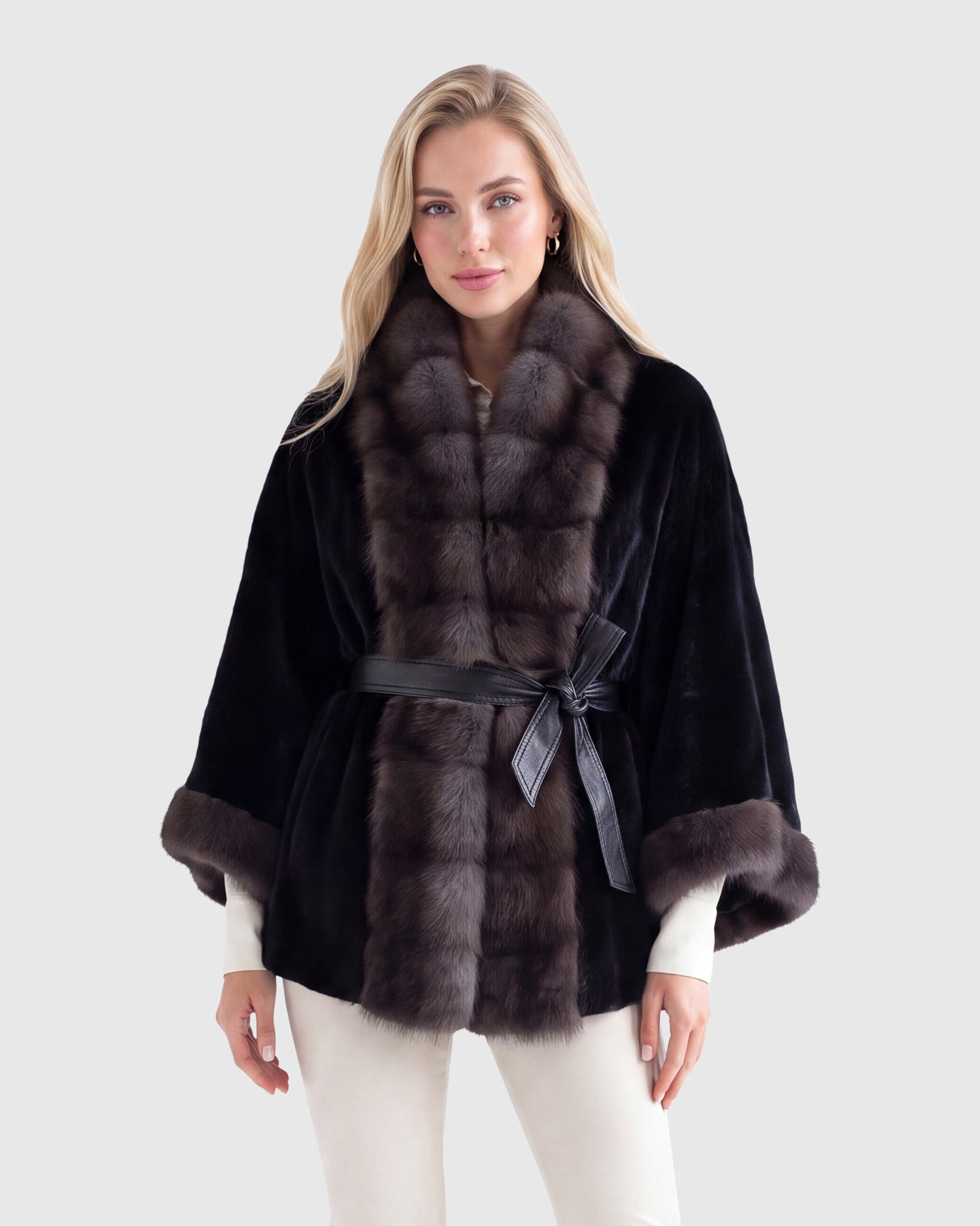 MINK JACKET WITH STONE MARTEN TUXEDO COLLAR & CUFFS