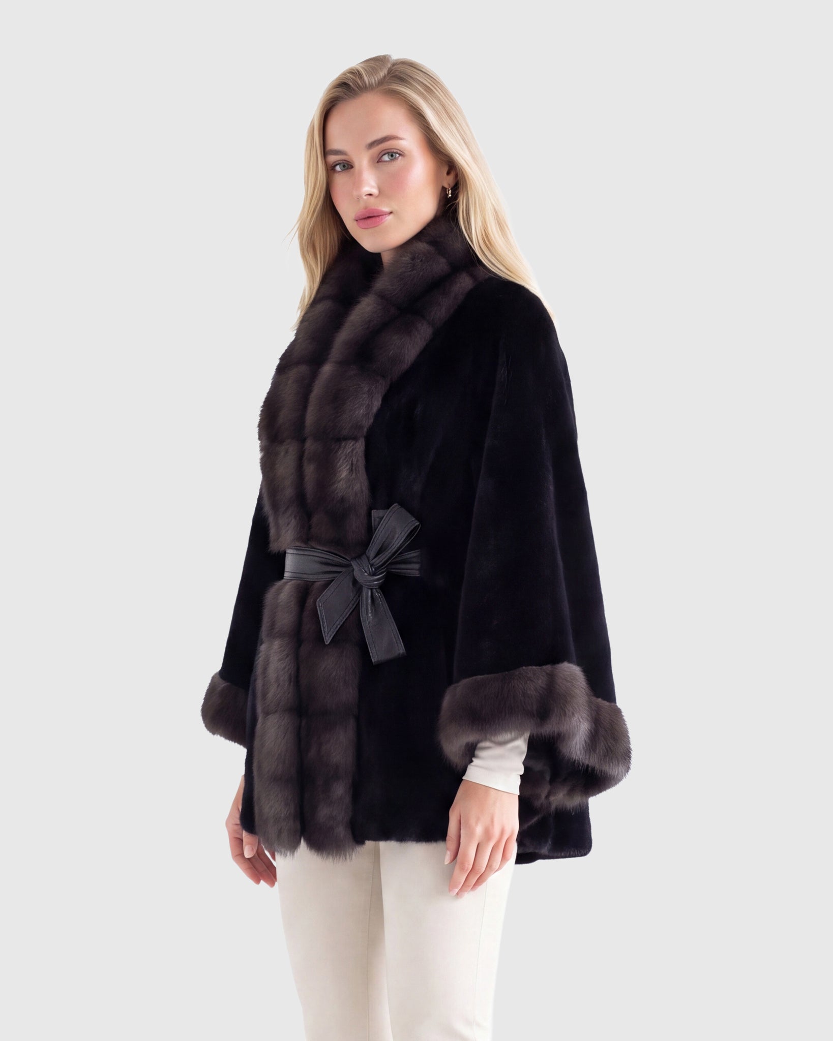 MINK JACKET WITH STONE MARTEN TUXEDO COLLAR & CUFFS