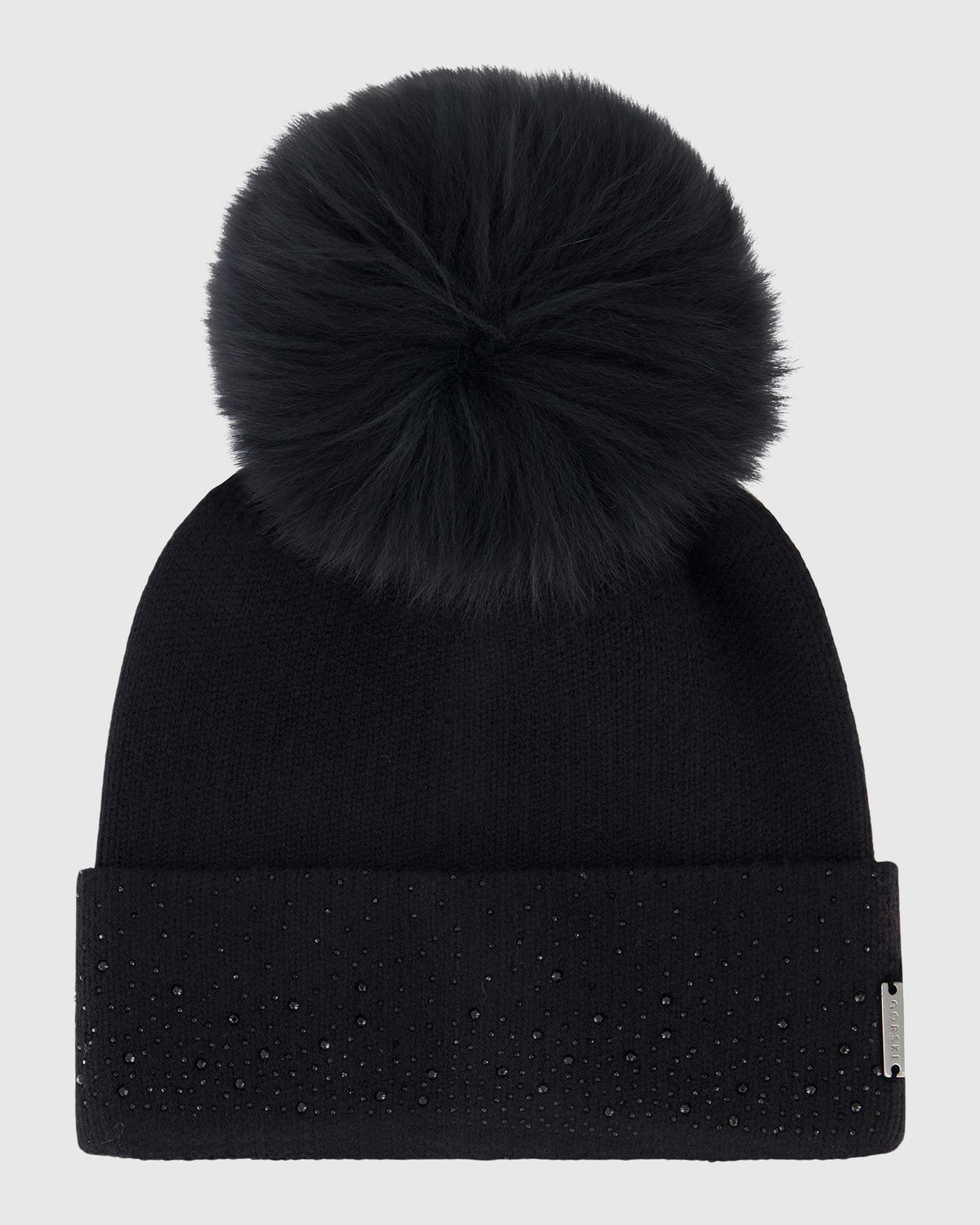 EMBELLISHED BEANIE WITH TOSCANA LAMB POMPOM