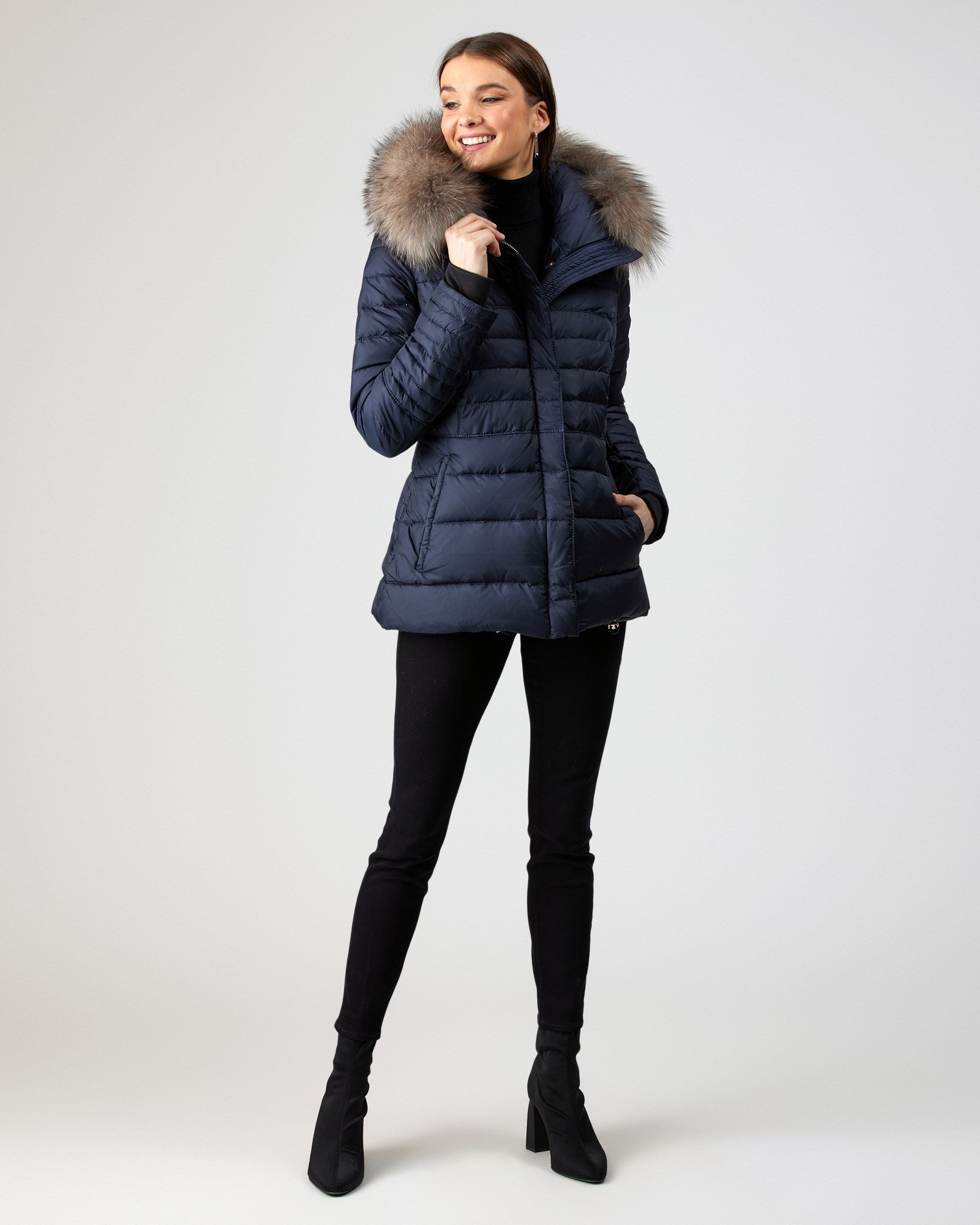 Après-Ski Jacket with Detachable Fox Hood Trim