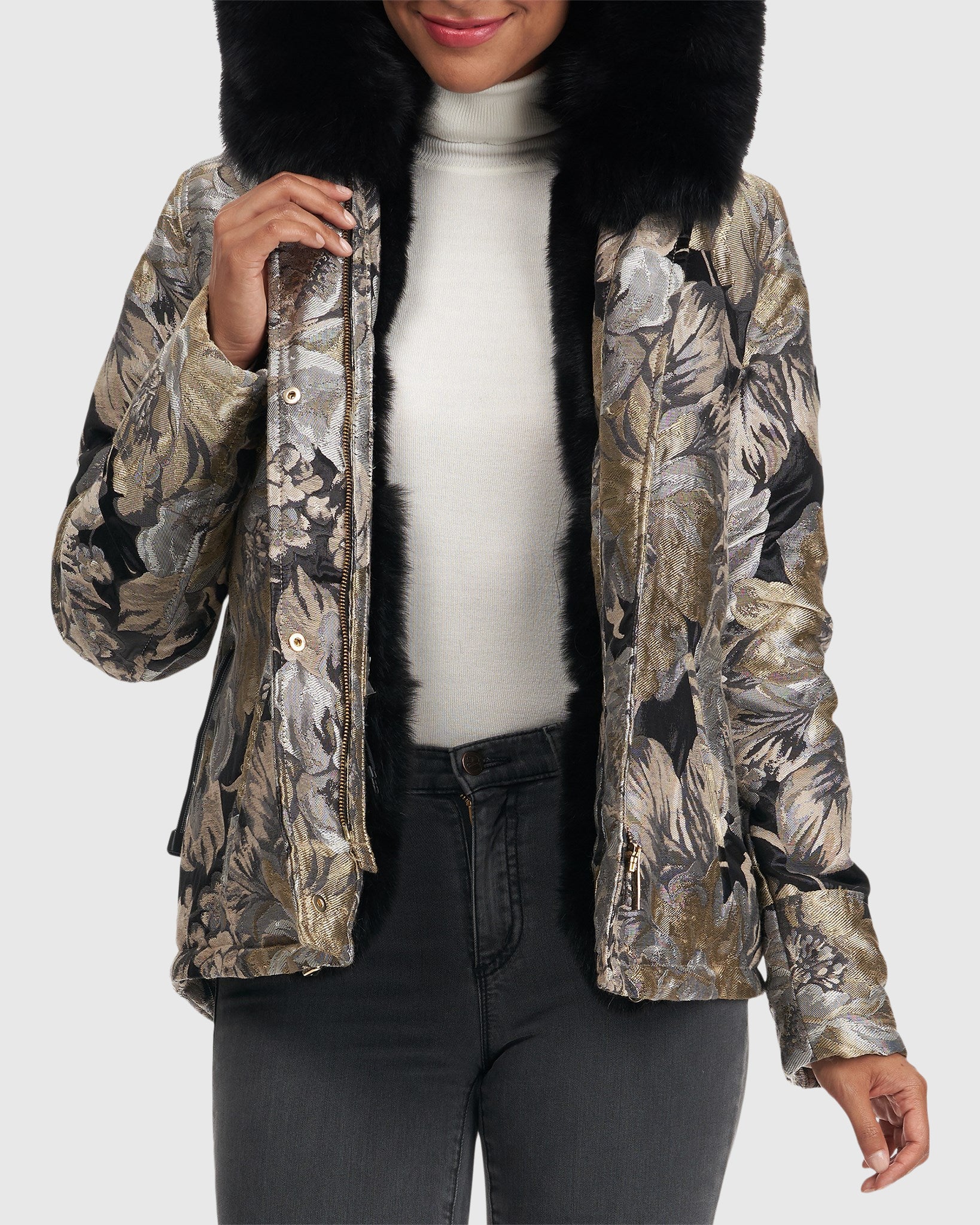 Après-Ski Parka with Fox Front and Hood Trim - Main Image