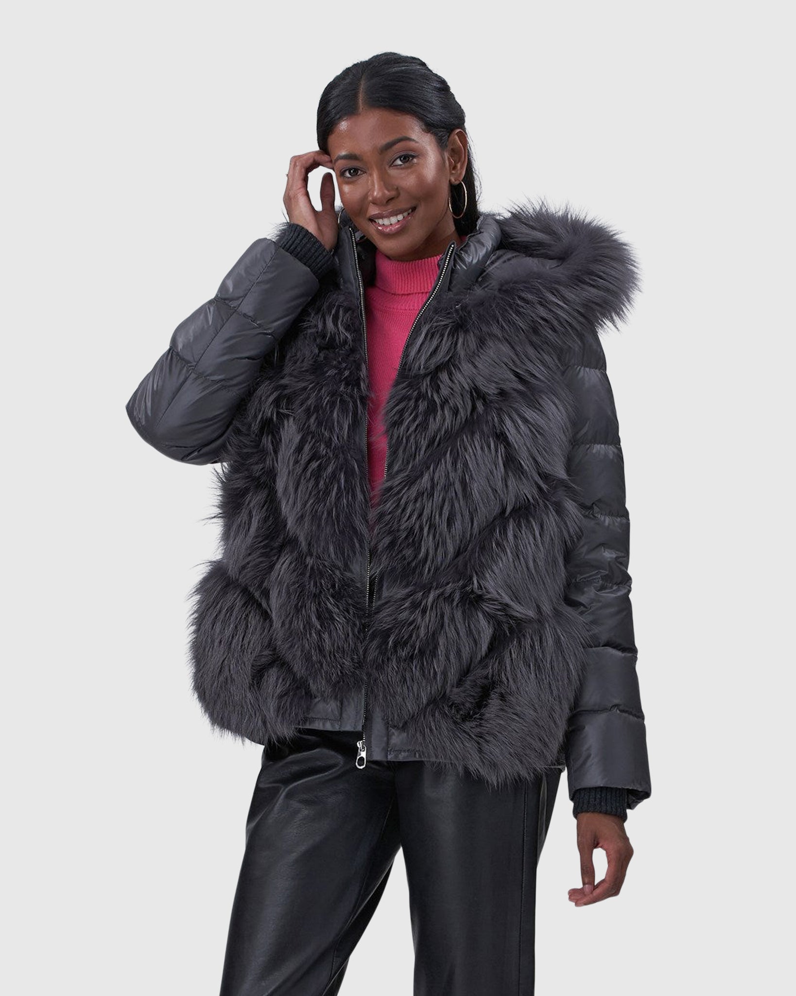 Convertible Fox Down Filled Zip Parka-Vest - Main Image