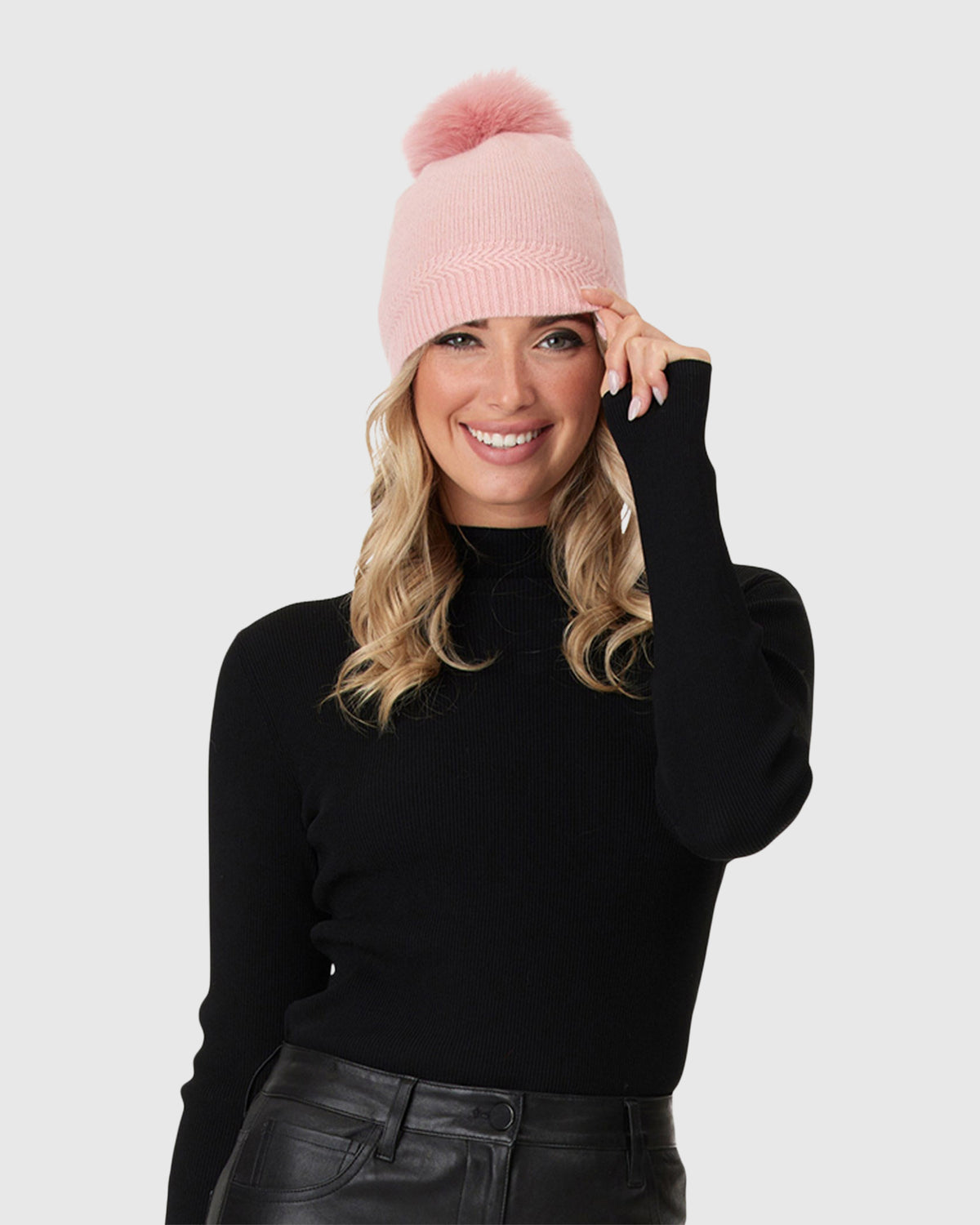 Sofia Cashmere Dip-Dye Cashmere Pom Pom Beanie New W/Out Tags Classic Cashmere Slouchy Beanie with Pom – Hat Attack New York main image 2