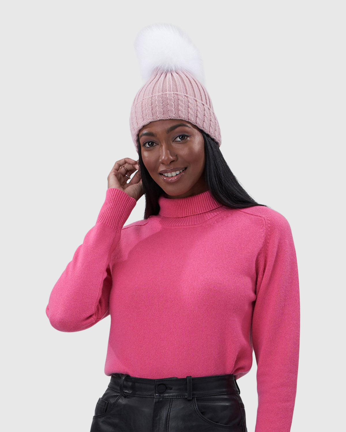 Vibrant pink hat with pompom ball Hot Pink Pompom Hat - Etsy main image 4