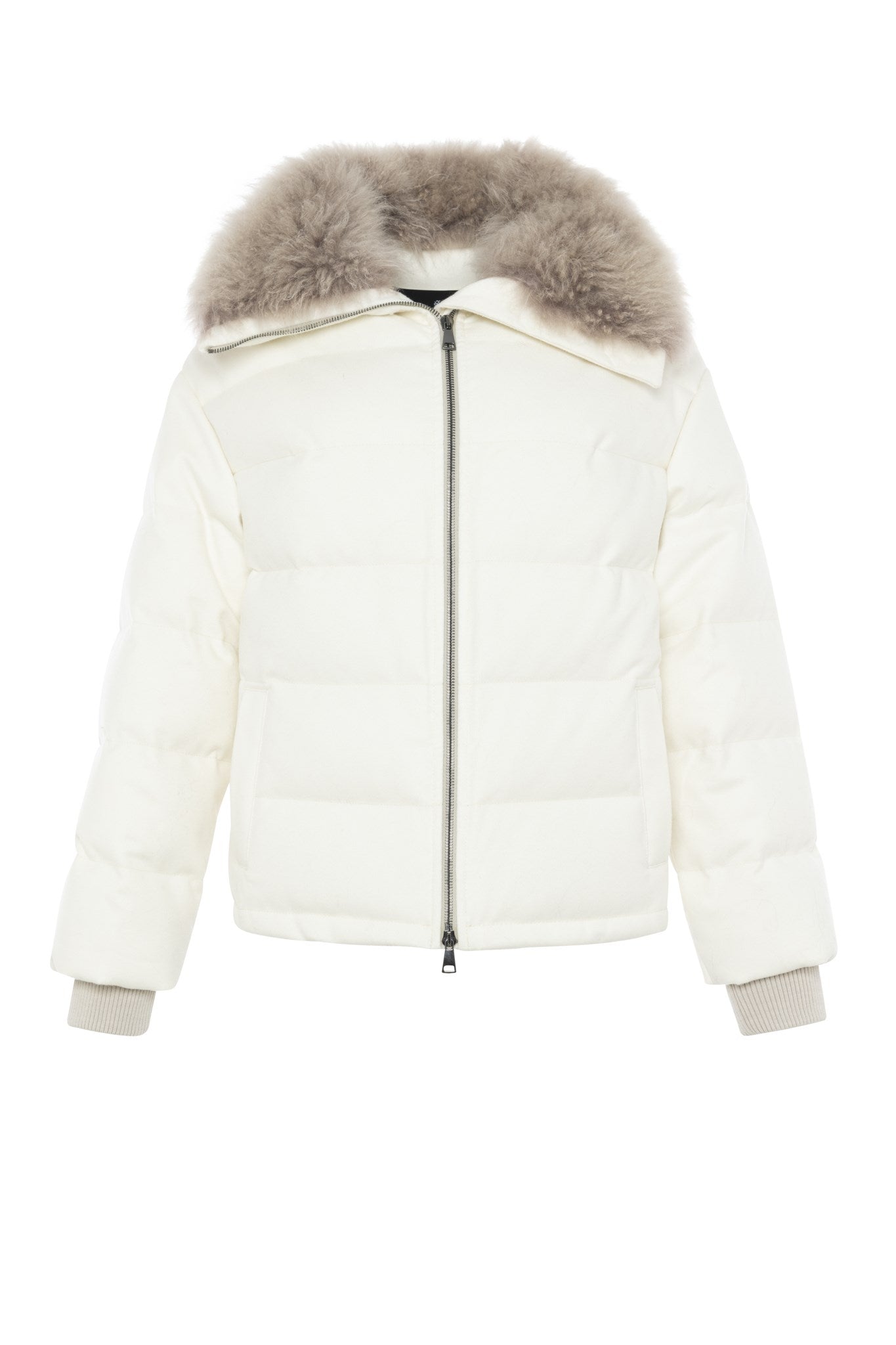 Down Jacket Crafted From Loro Piana Cashmere with Select Cashmere Goat Collar
