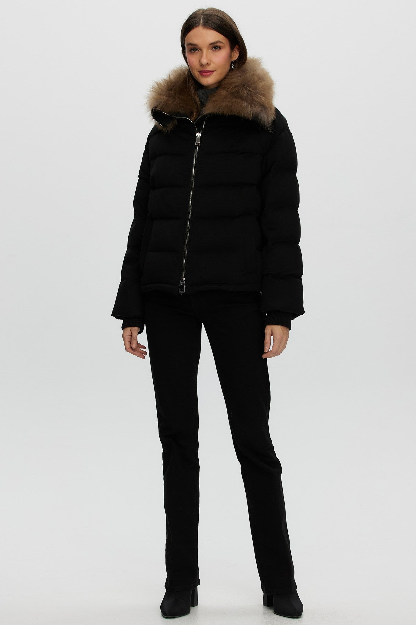 Down Jacket Crafted From Loro Piana Cashmere with Select Cashmere Goat Collar