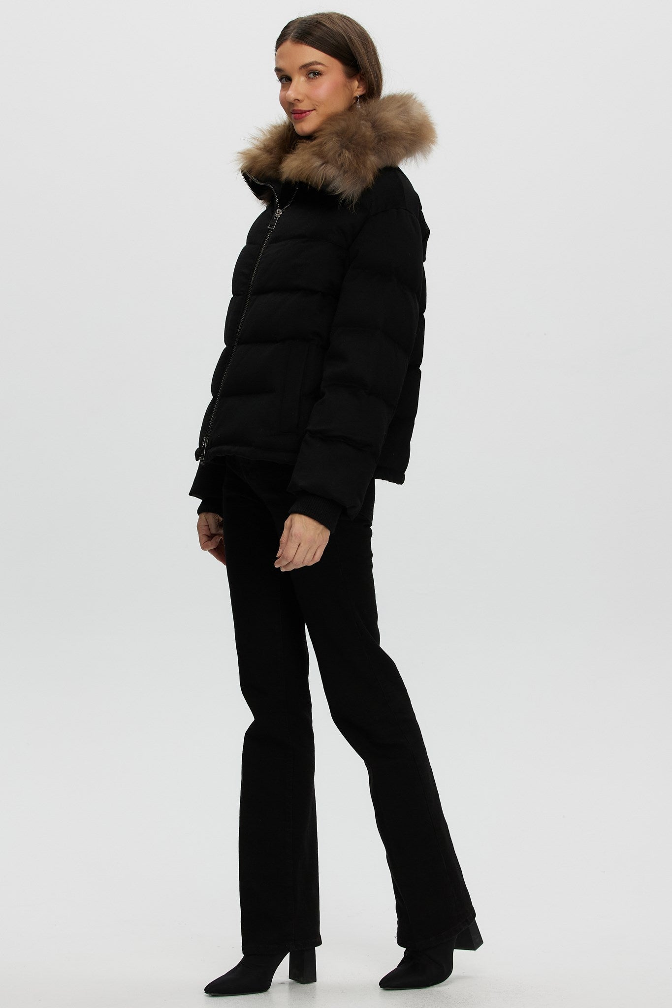 Down Jacket Crafted From Loro Piana Cashmere with Select Cashmere Goat Collar