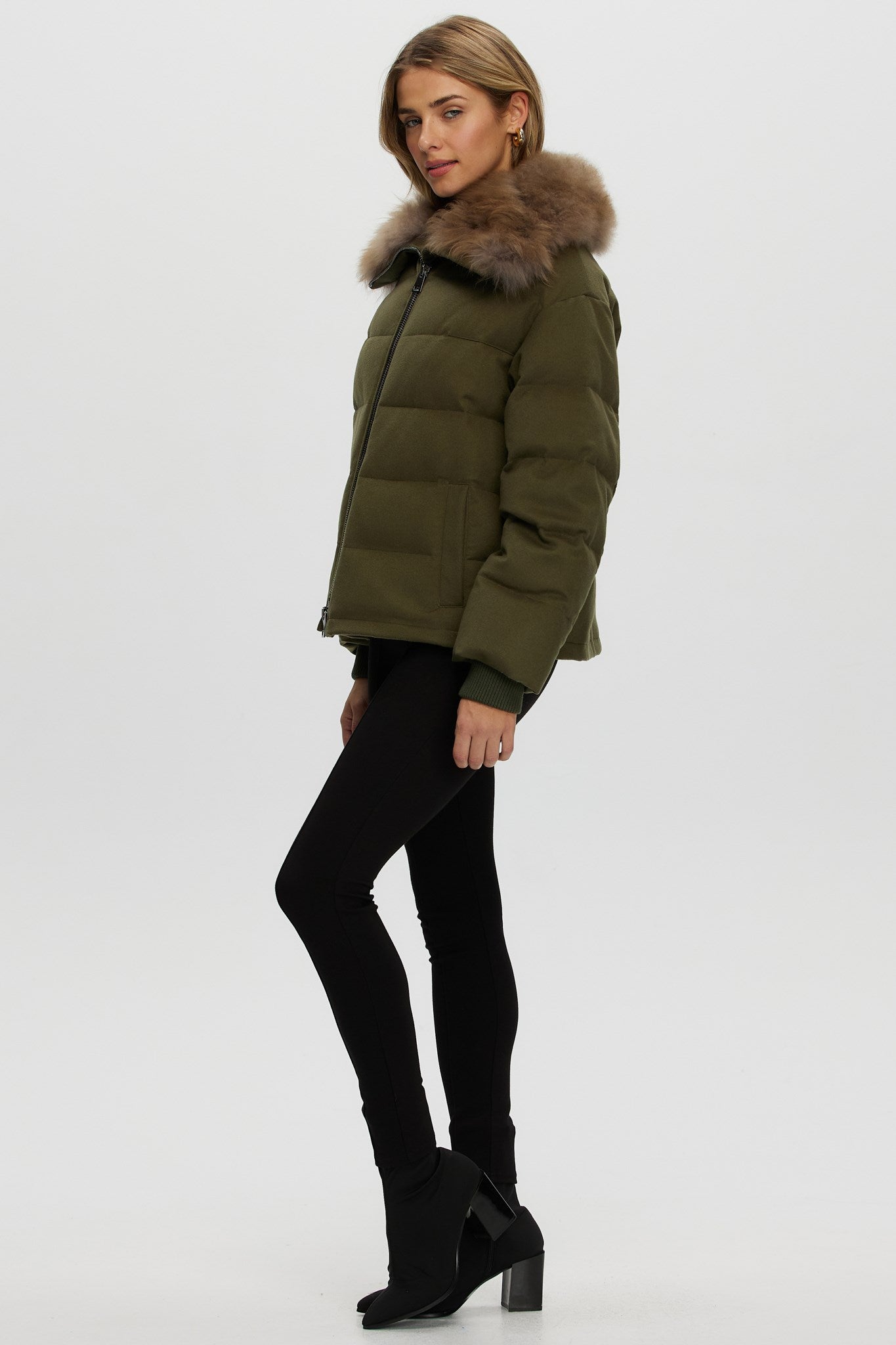 Down Jacket Crafted From Loro Piana Cashmere with Select Cashmere Goat Collar