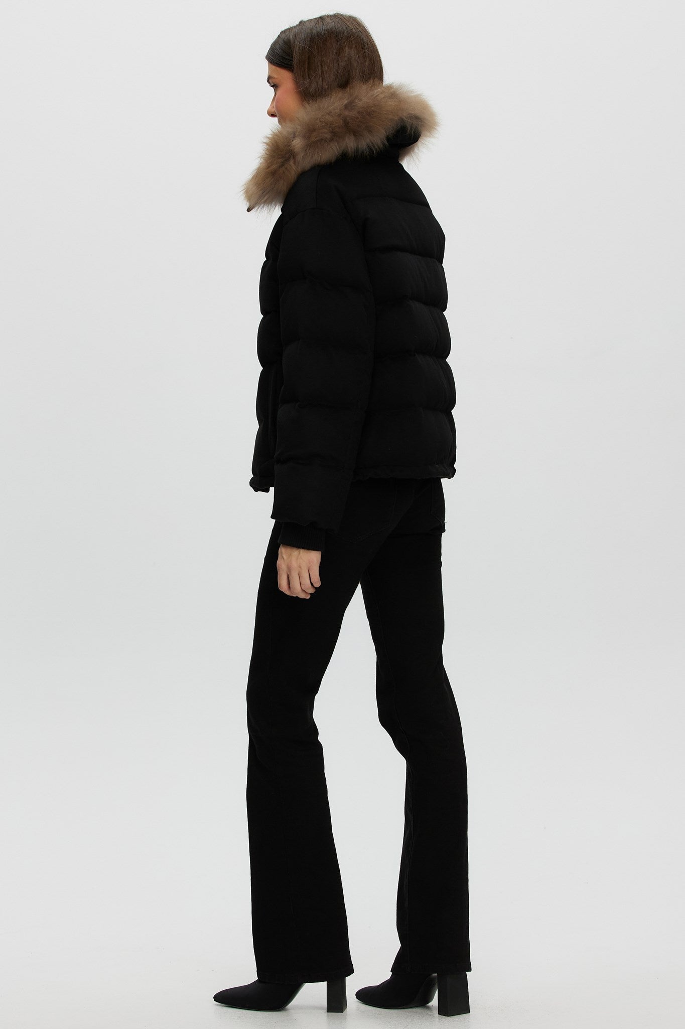 Down Jacket Crafted From Loro Piana Cashmere with Select Cashmere Goat Collar