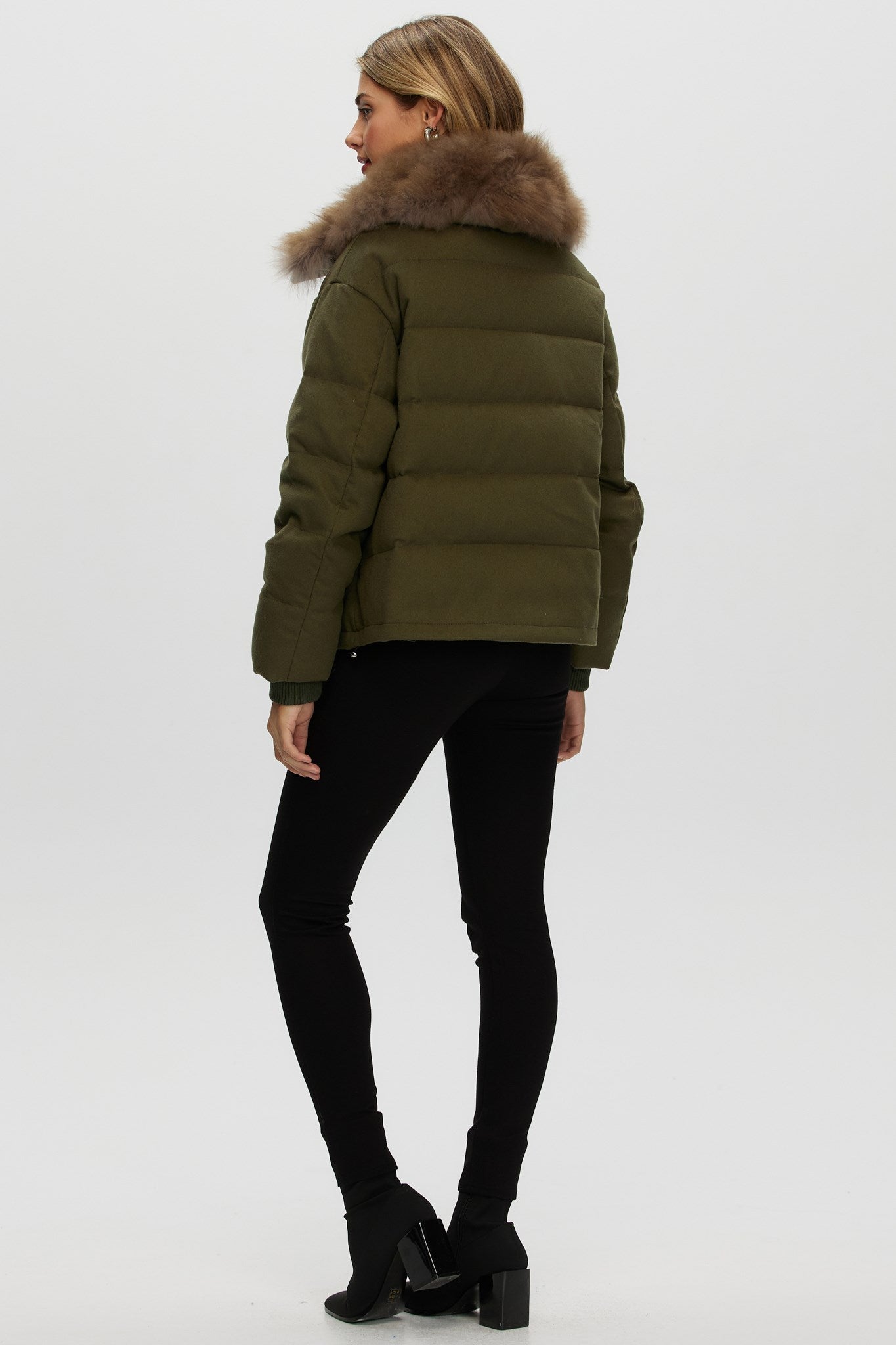 Down Jacket Crafted From Loro Piana Cashmere with Select Cashmere Goat Collar