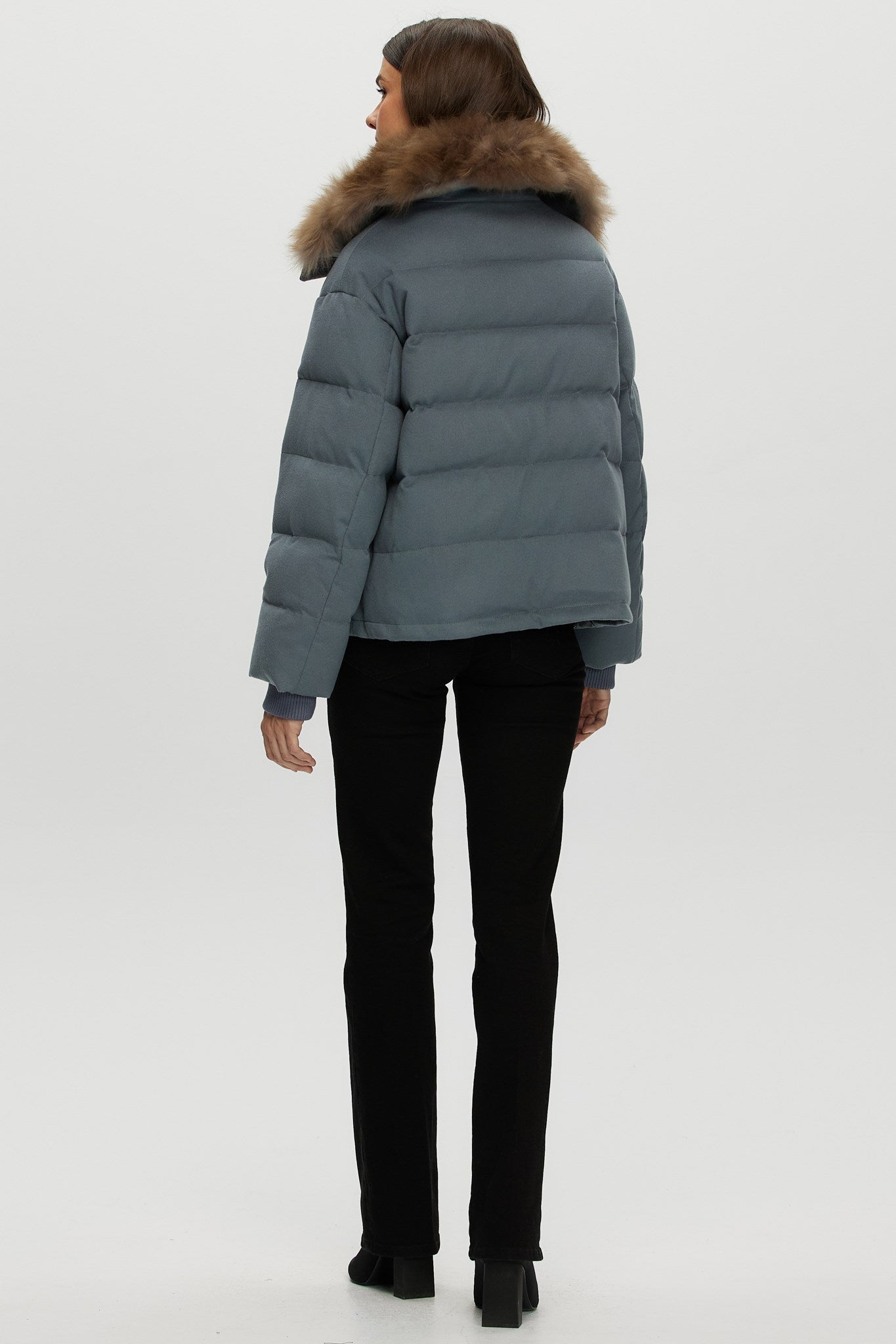 Down Jacket Crafted From Loro Piana Cashmere with Select Cashmere Goat Collar