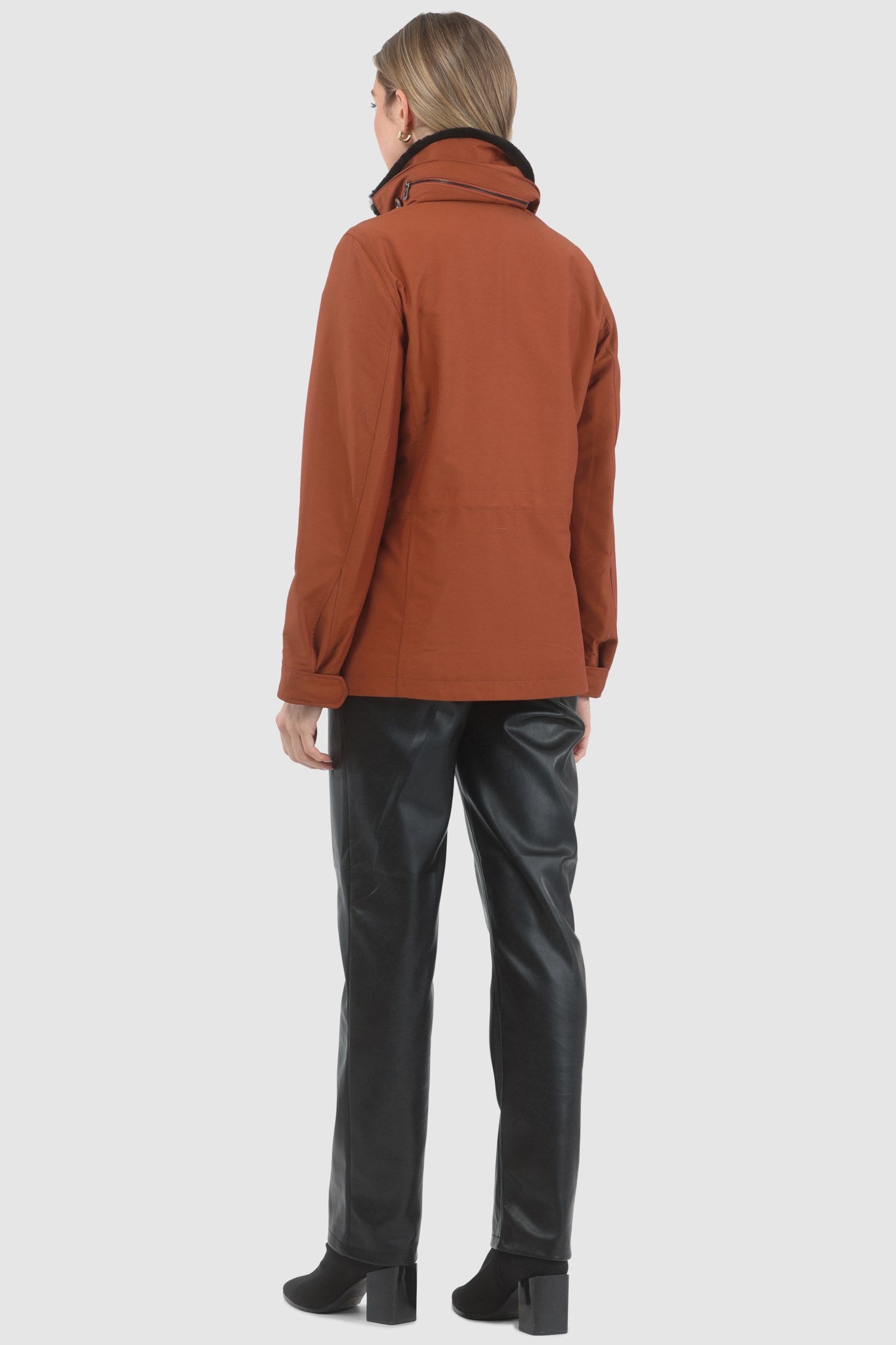 Jacket Crafted From Loro Piana Storm System Fabric with Detachable Select Shearling Lamb Collar and Concealed Hood