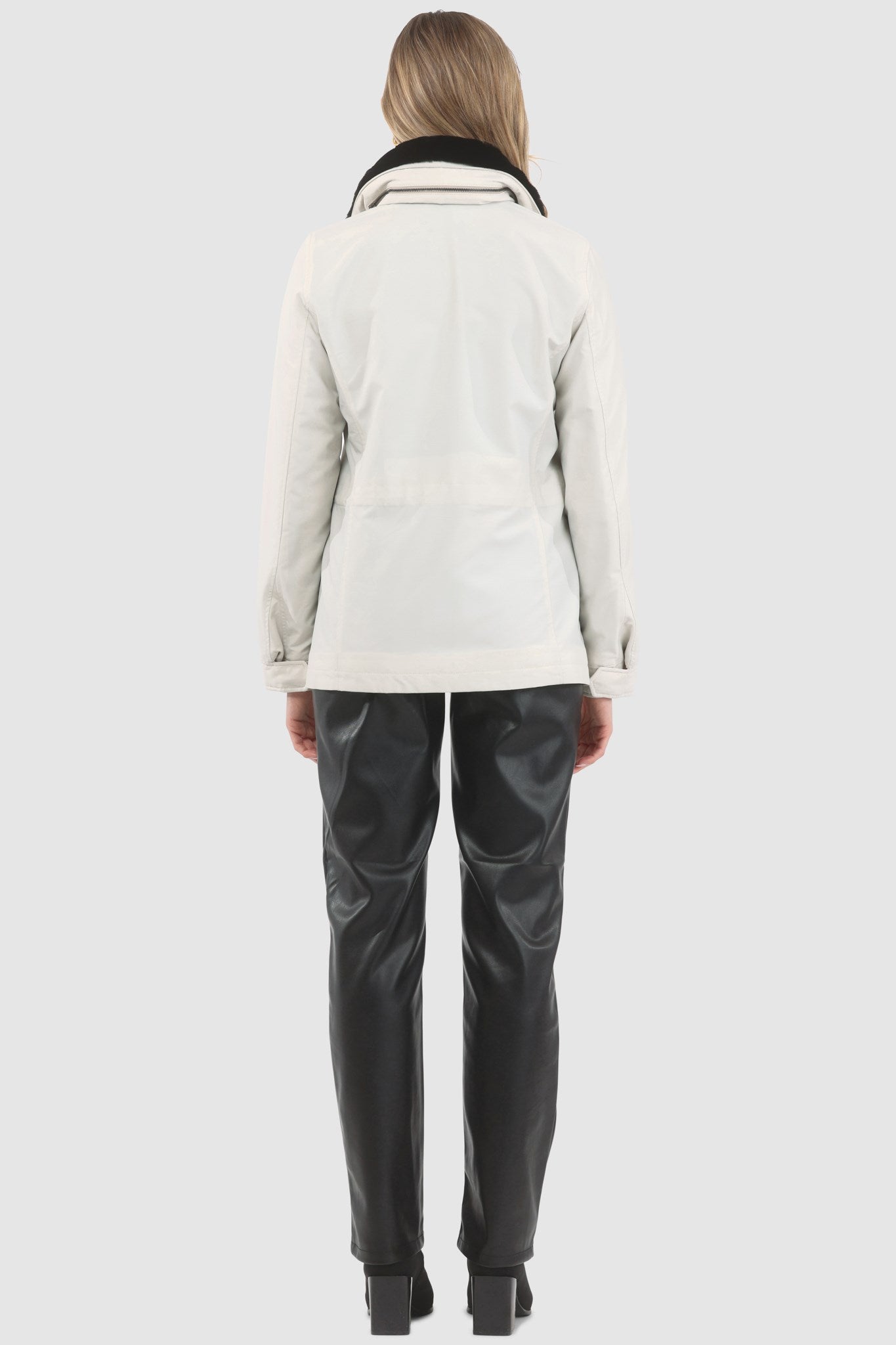 Jacket Crafted From Loro Piana Storm System Fabric with Detachable Select Shearling Lamb Collar and Concealed Hood