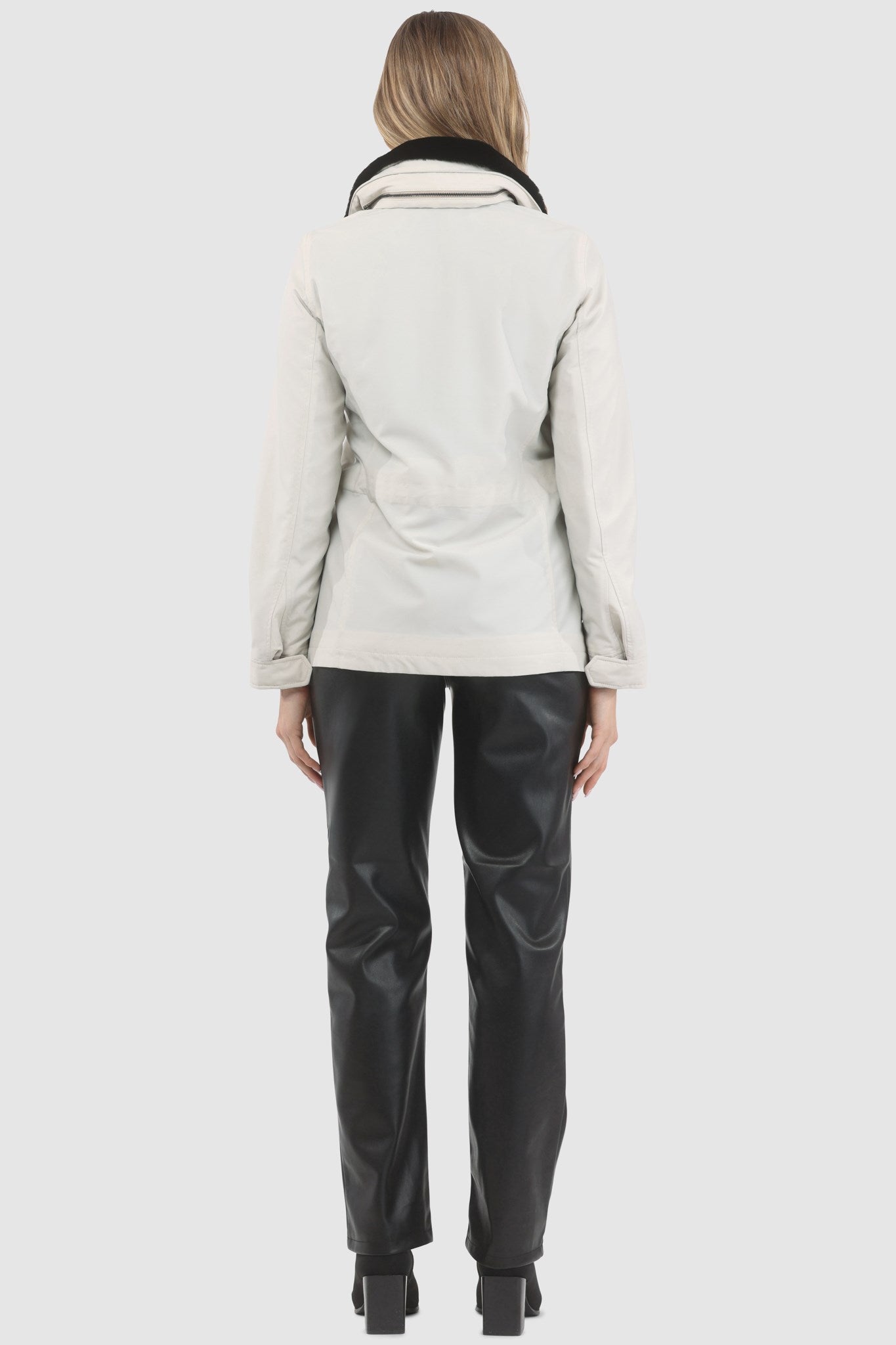 Jacket Crafted From Loro Piana Storm System Fabric with Detachable Select Shearling Lamb Collar and Concealed Hood